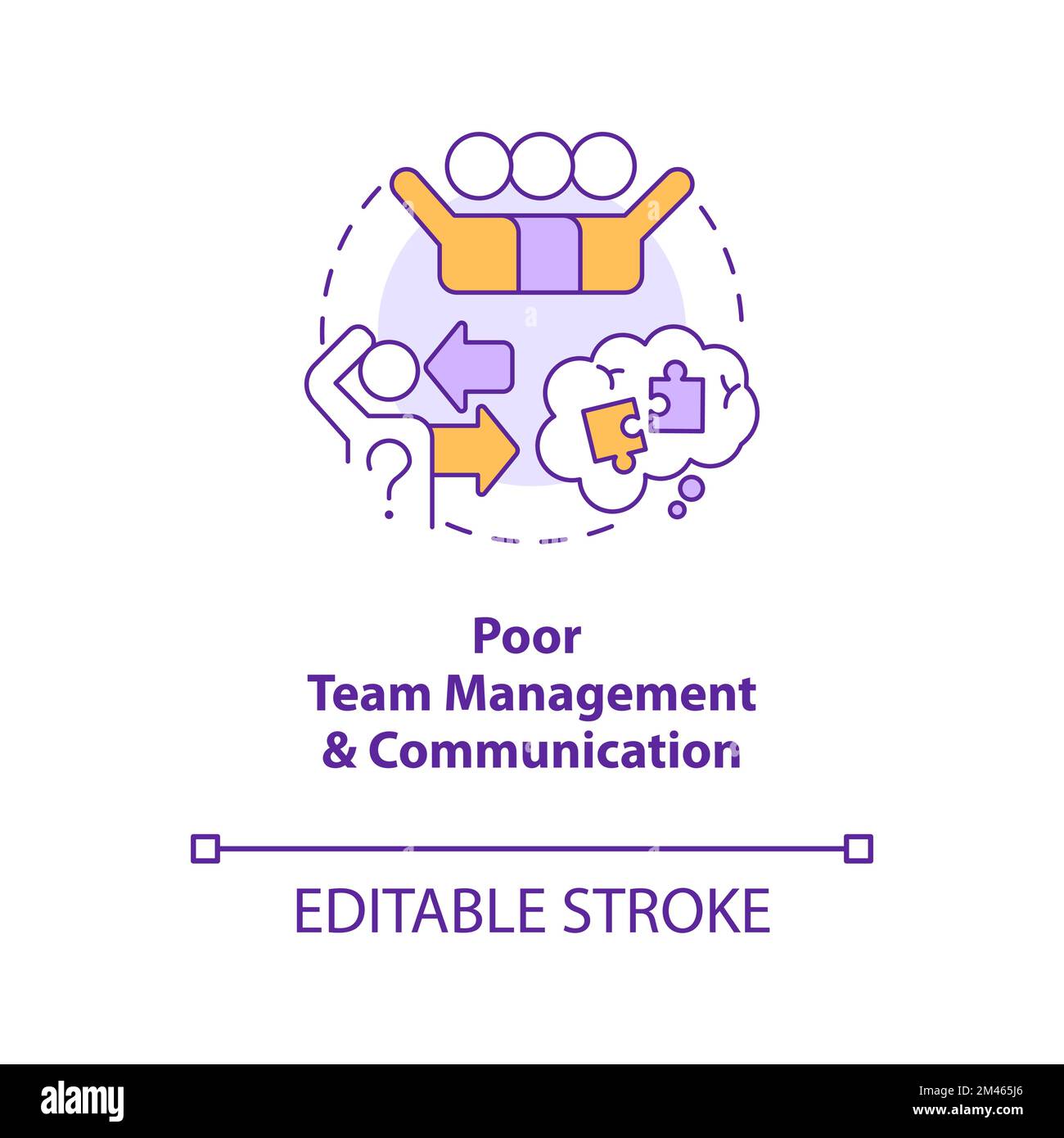 Poor team management and communication concept icon Stock Vector