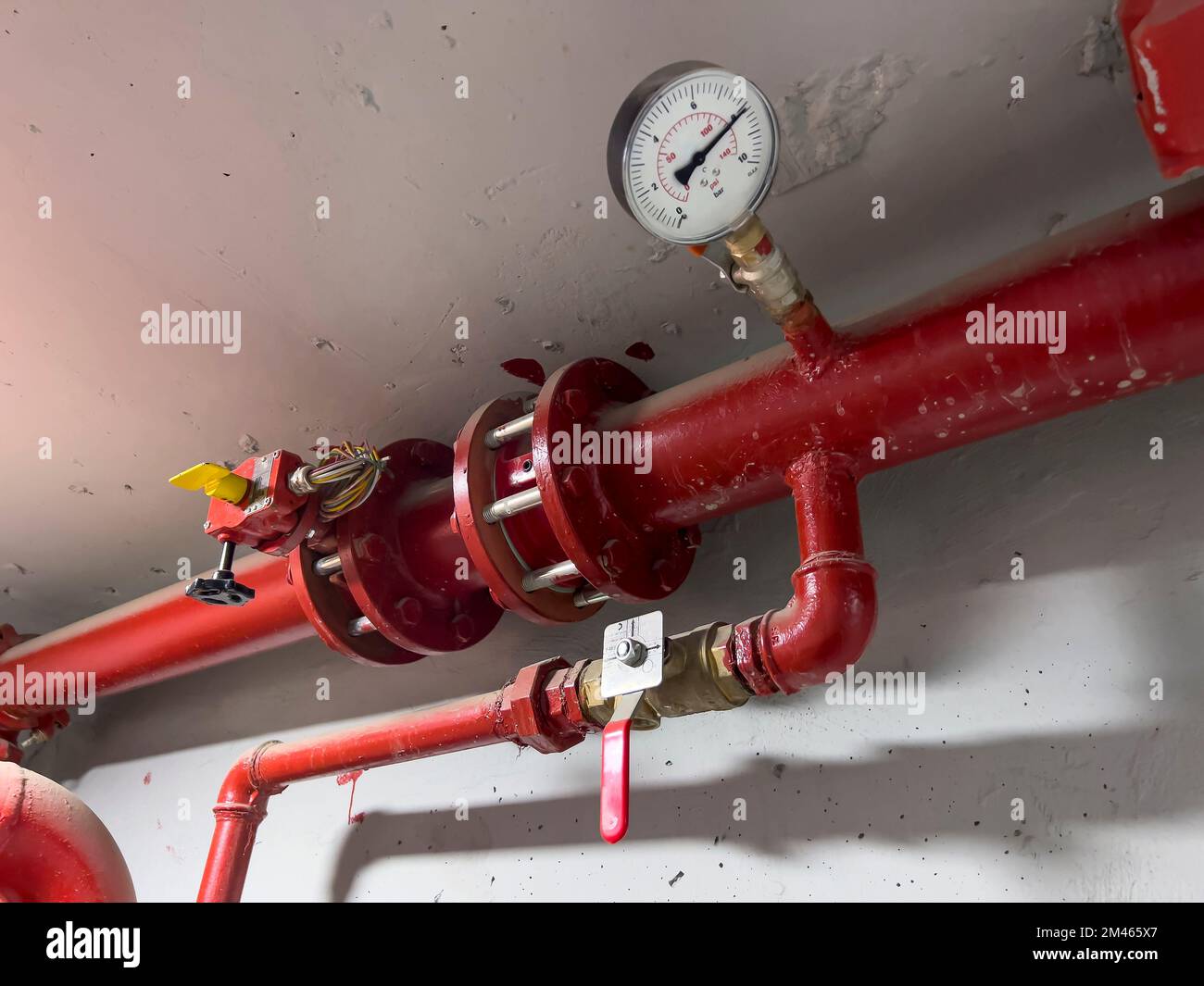 Natural gas pipe with valve and pressure gauge Stock Photo - Alamy