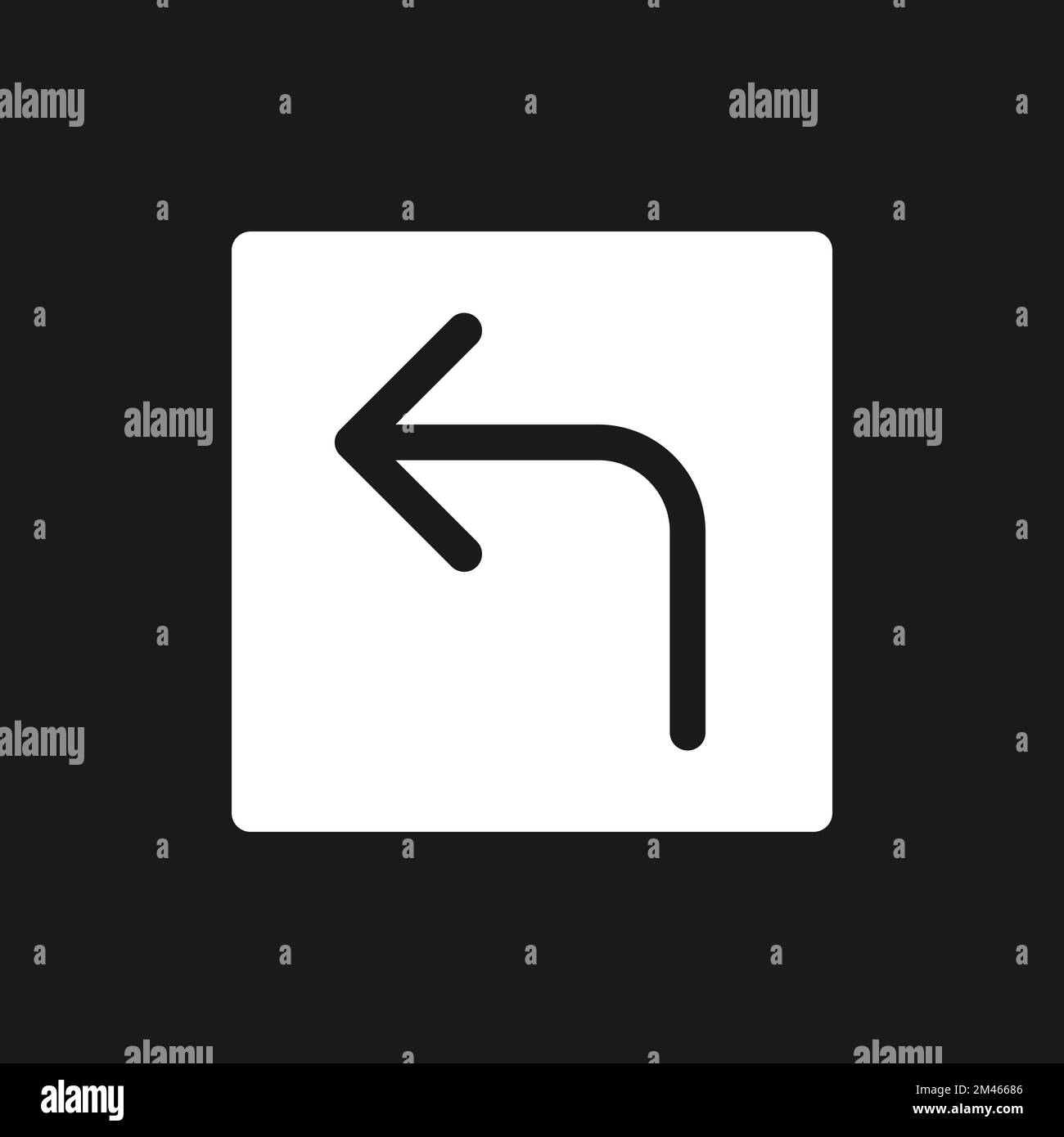 Left turn arrow dark mode glyph ui icon Stock Vector