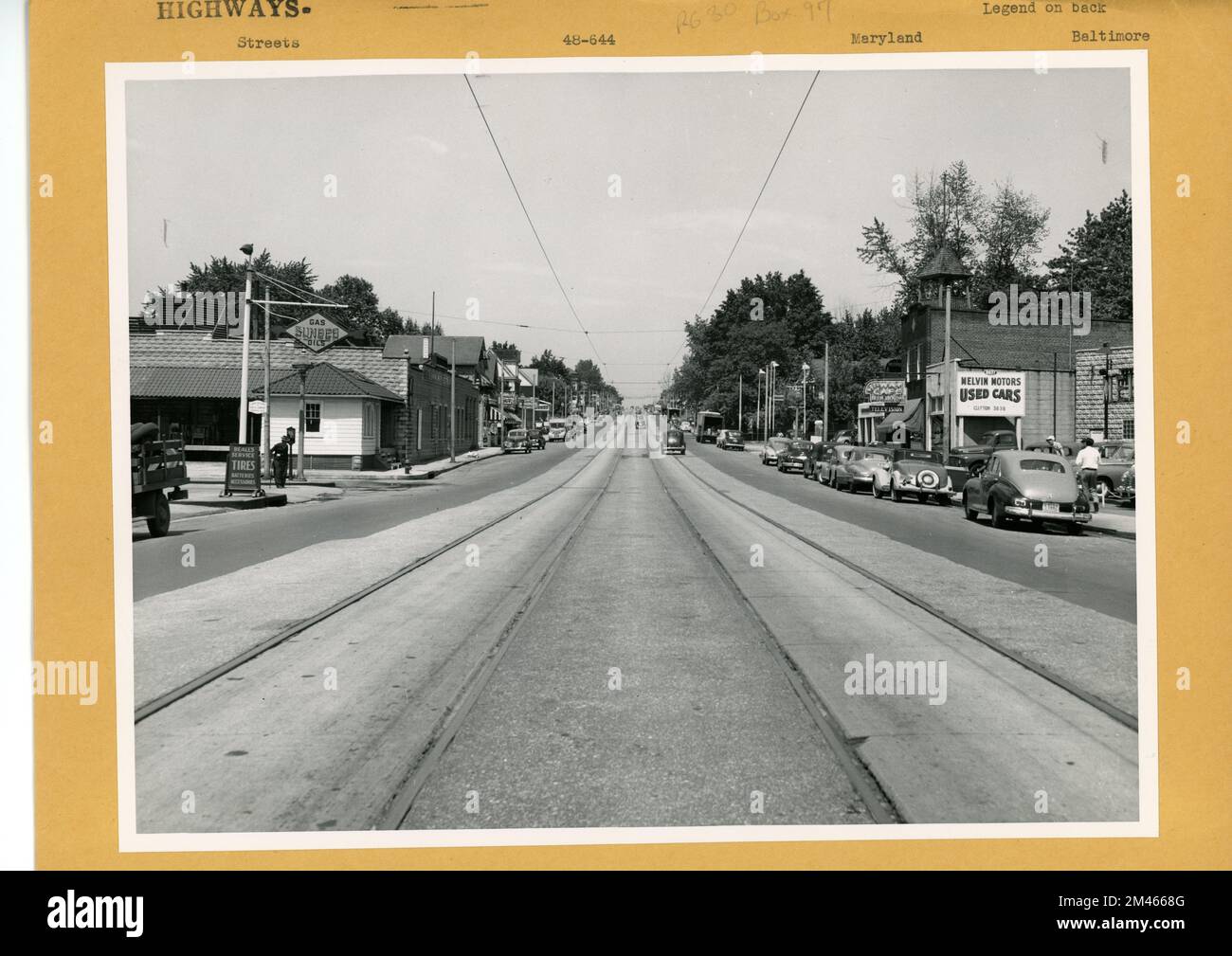 Belair Road, North Baltimore, Maryland, looking north. Original caption