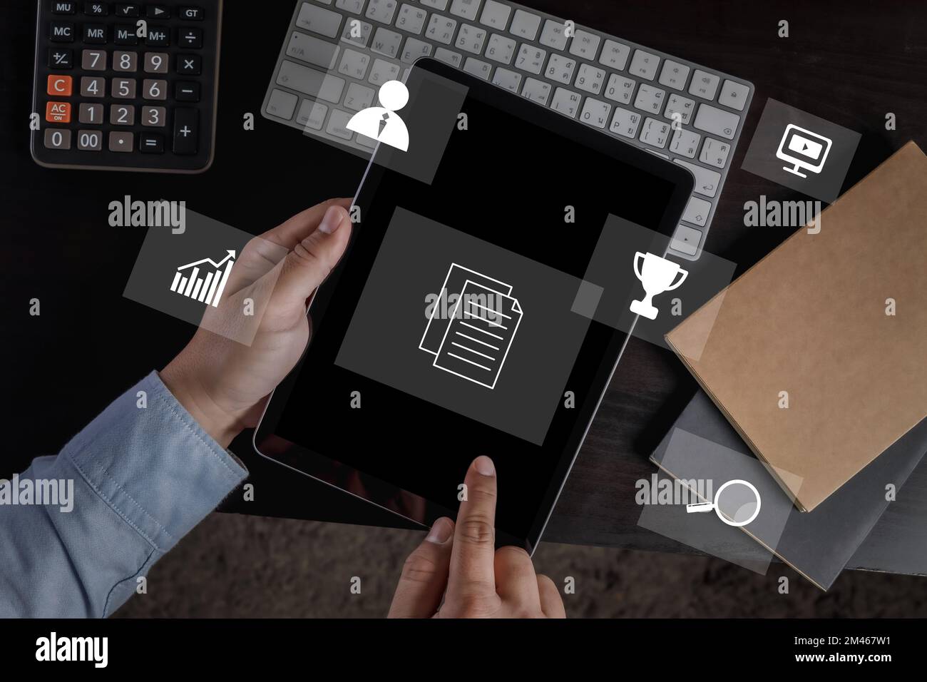 person training e-learning education class concept, learning online with webinar on computer laptop Stock Photo