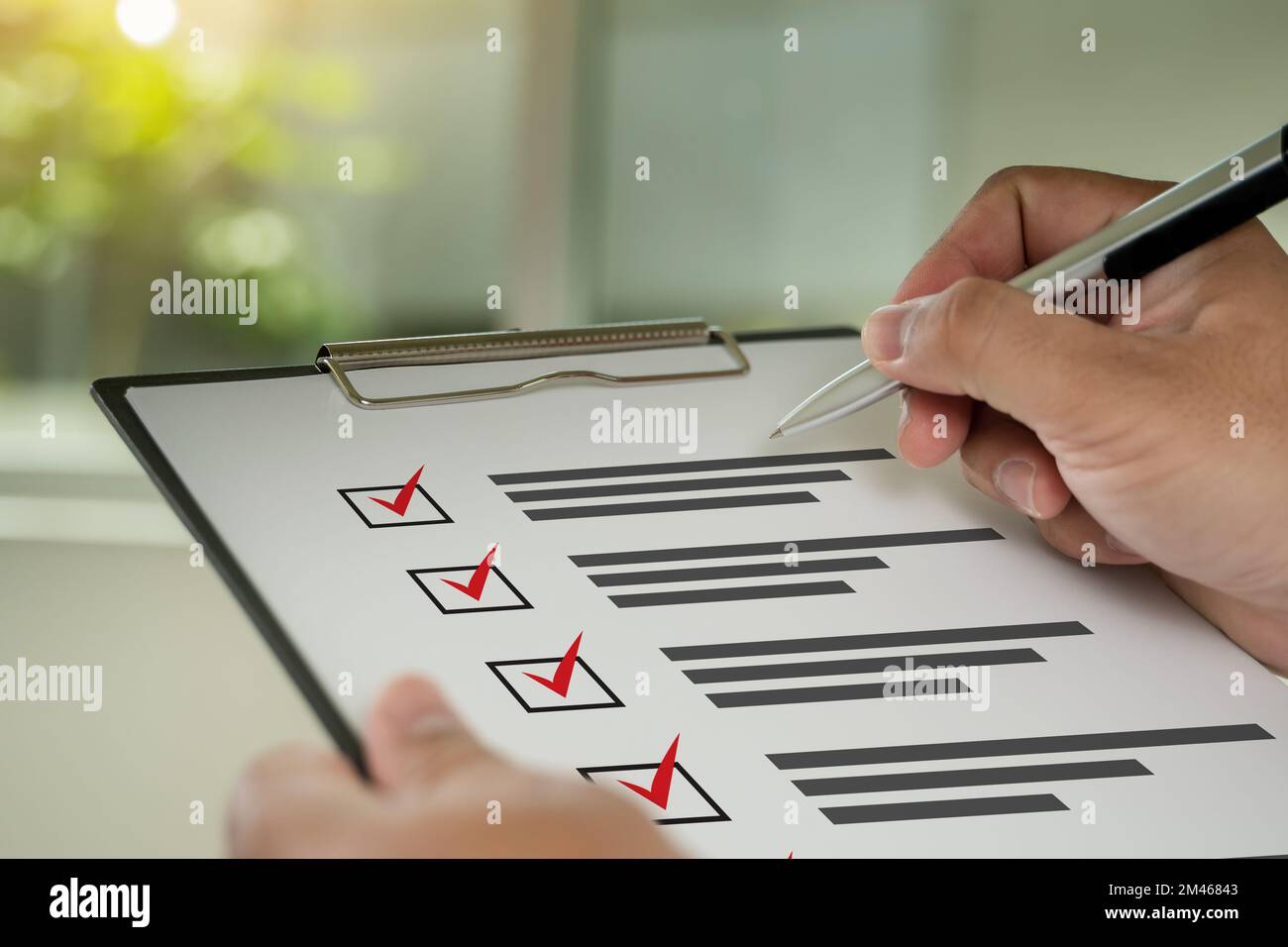 Checklist Notice Remember Planning Concept businessman writer checklist questionnaire Stock