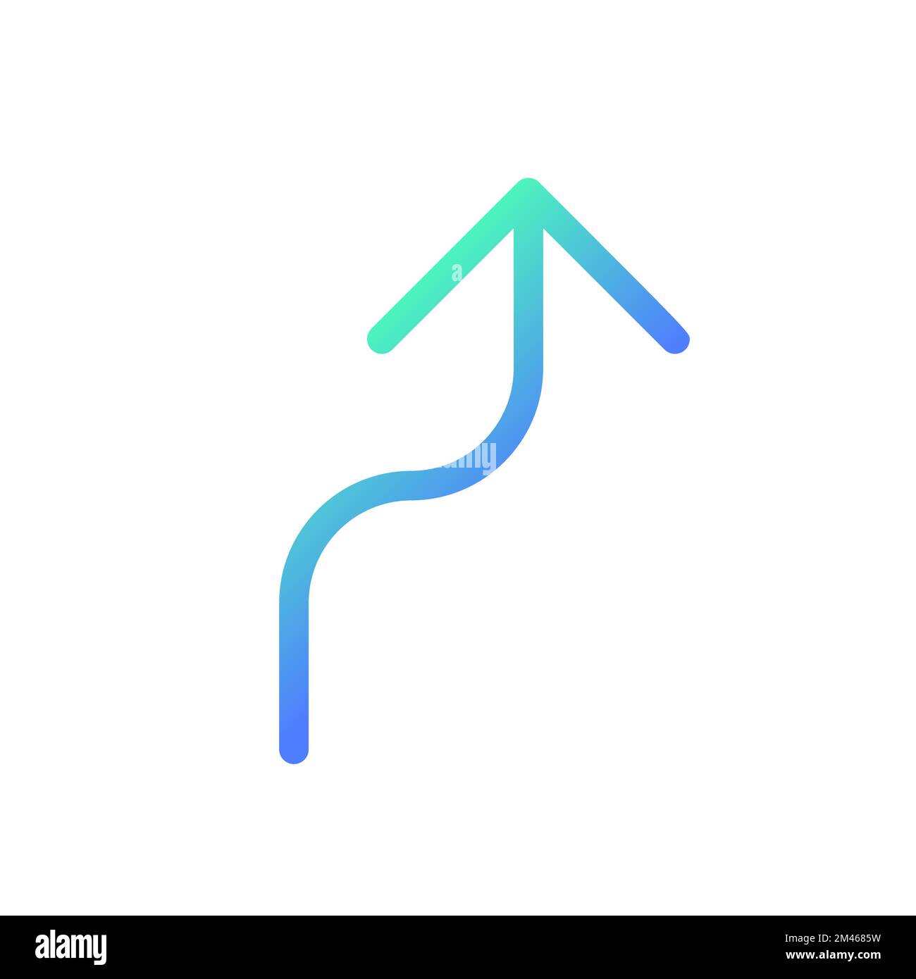 Right reverse turn pixel perfect gradient linear ui icon Stock Vector