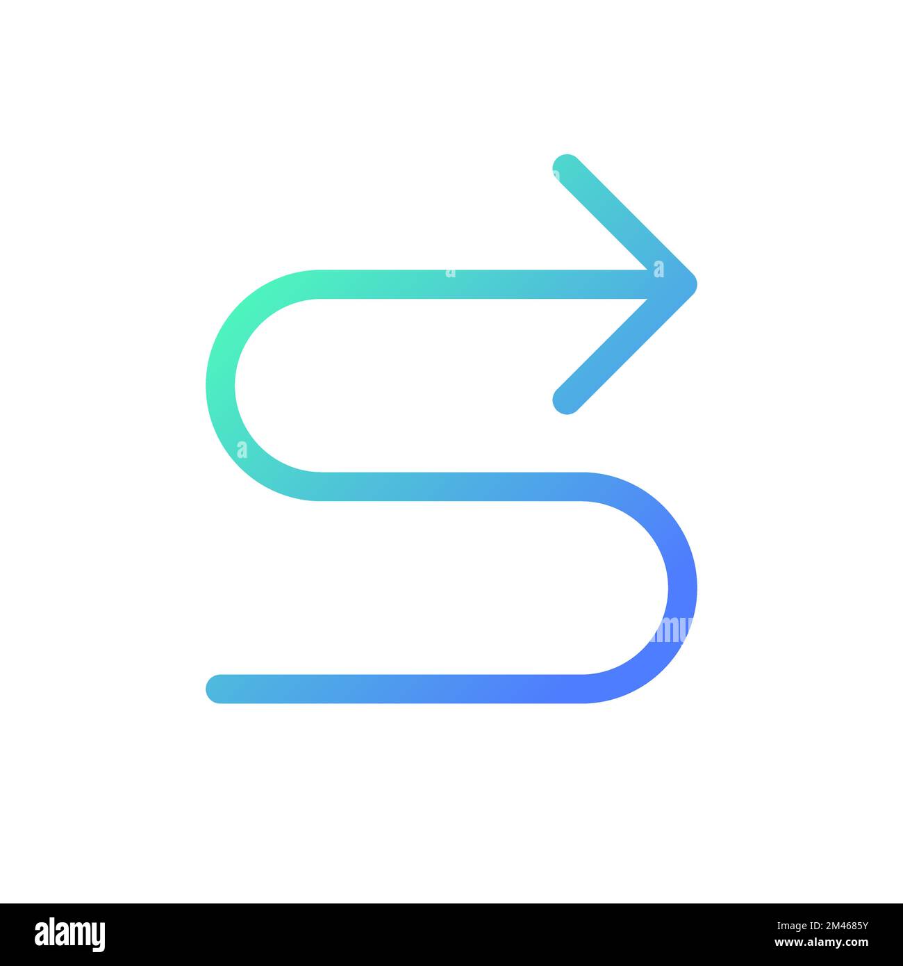 Right winding road arrow pixel perfect gradient linear ui icon Stock Vector