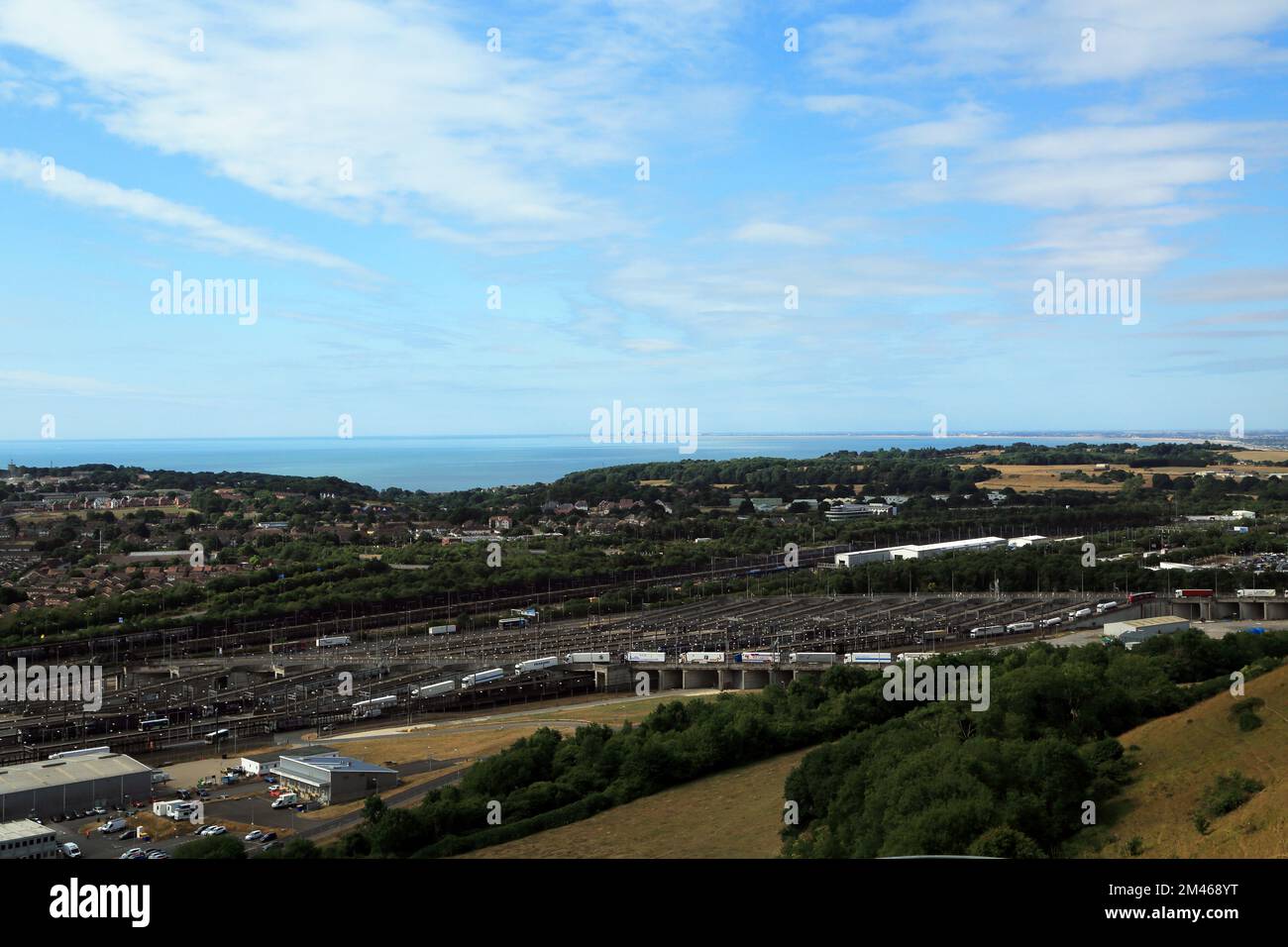 View across Folkestone and across the Eurotunnel site from Crete Road