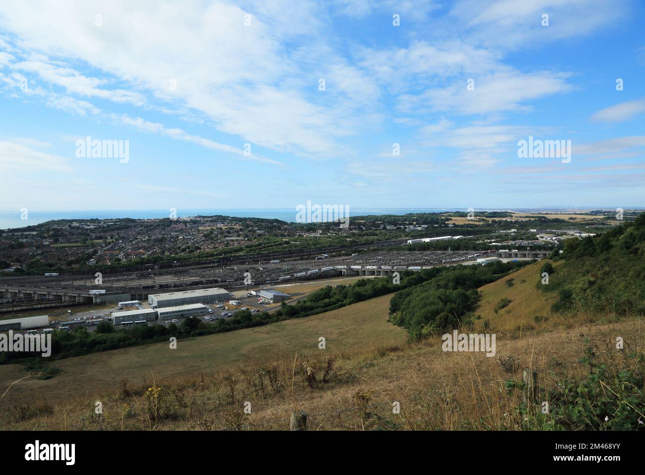 View across Folkestone and across the Eurotunnel site from Crete Road