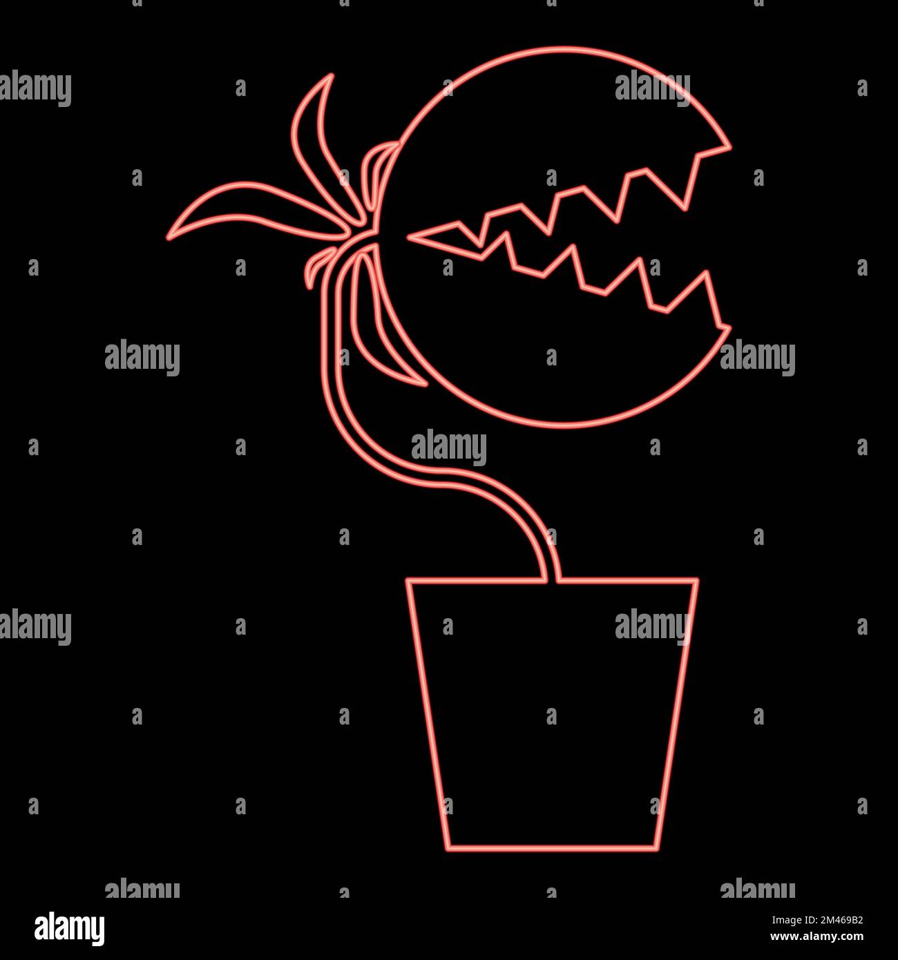 Neon carnivorous plant Flytrap Monster with teeths in pot red color ...