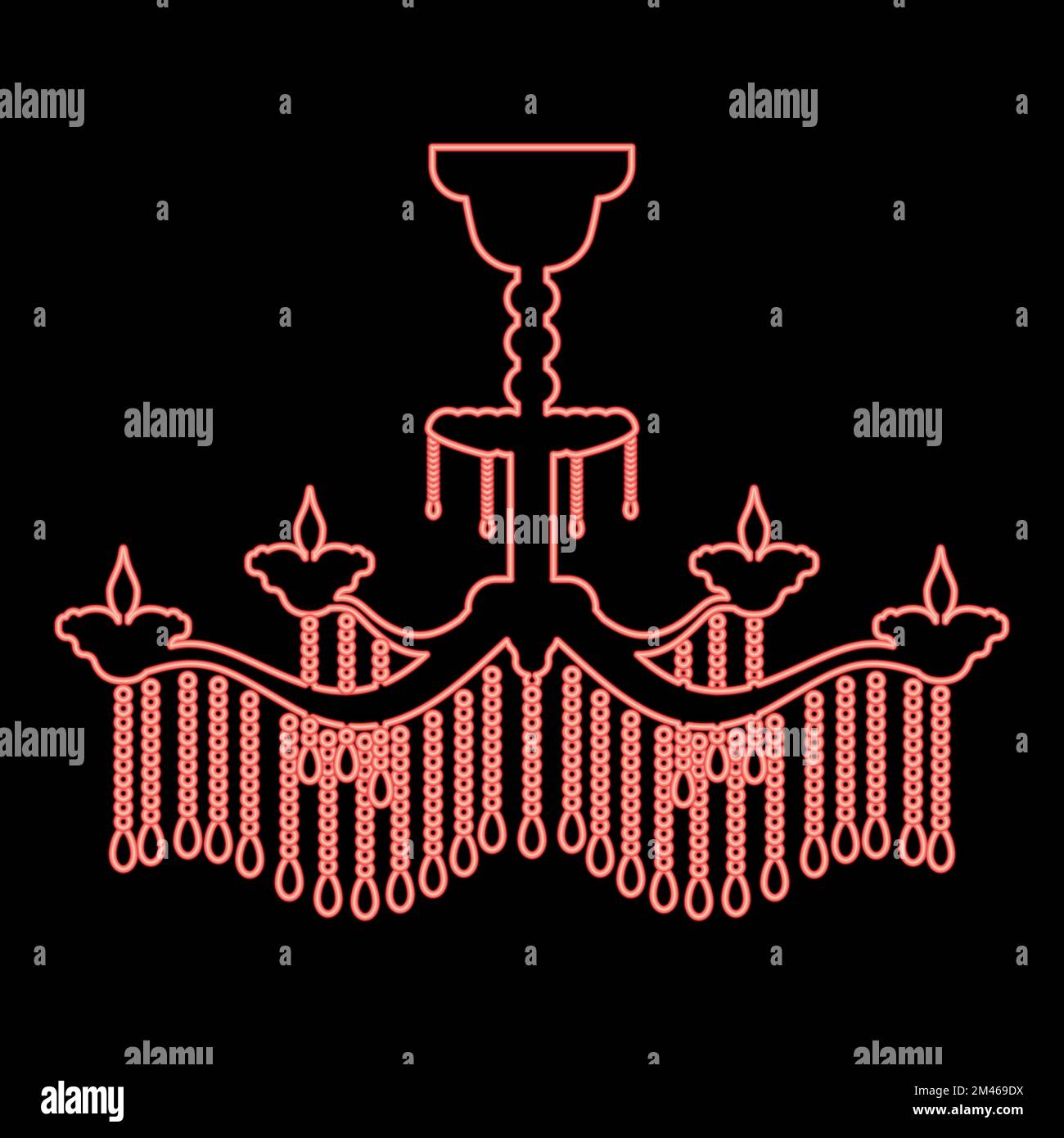 Neon chandelier red color vector illustration image flat style light ...