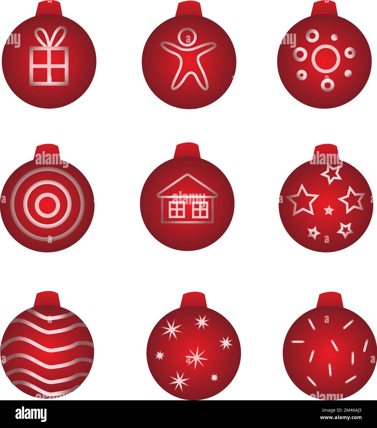 Vector red Christmas balls on isolated white background. Icon set Stock ...