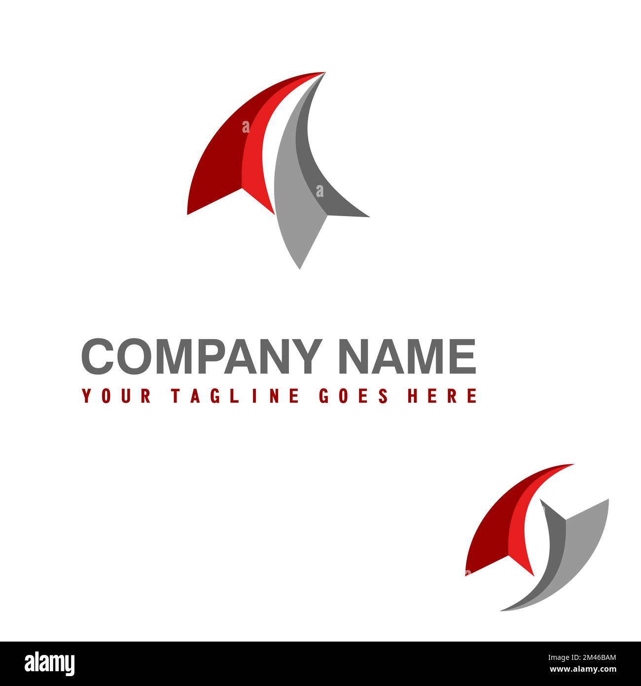 Curved arrow in gray and red colors image graphic icon logo design abstract concept vector stock.  used as a symbol related to business or increase Stock Vector