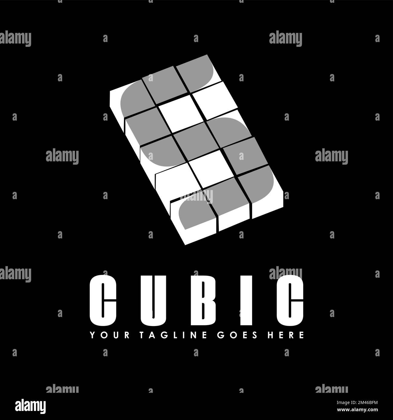 Abstract background rectangular square cubic Black and White Stock ...