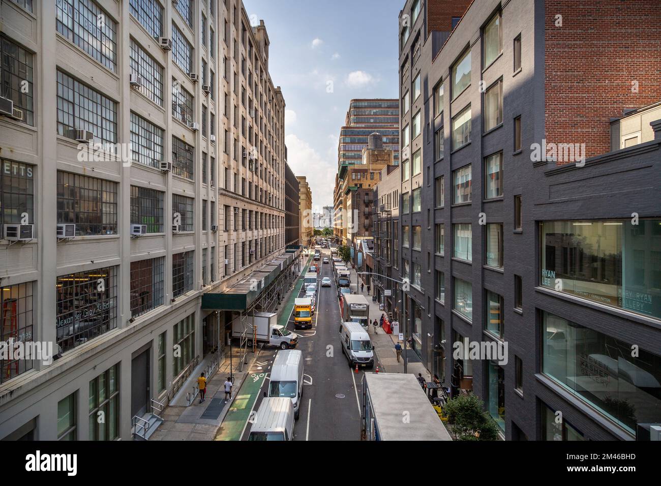 View along a side street in the gentrified area of Chelsea in New York