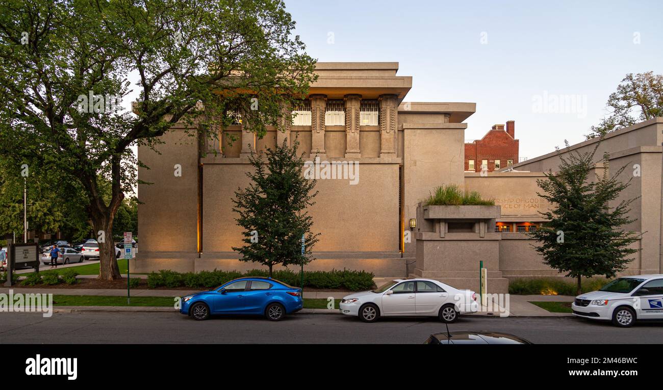 Western Facade of the Unity Temple building designed by famous ...