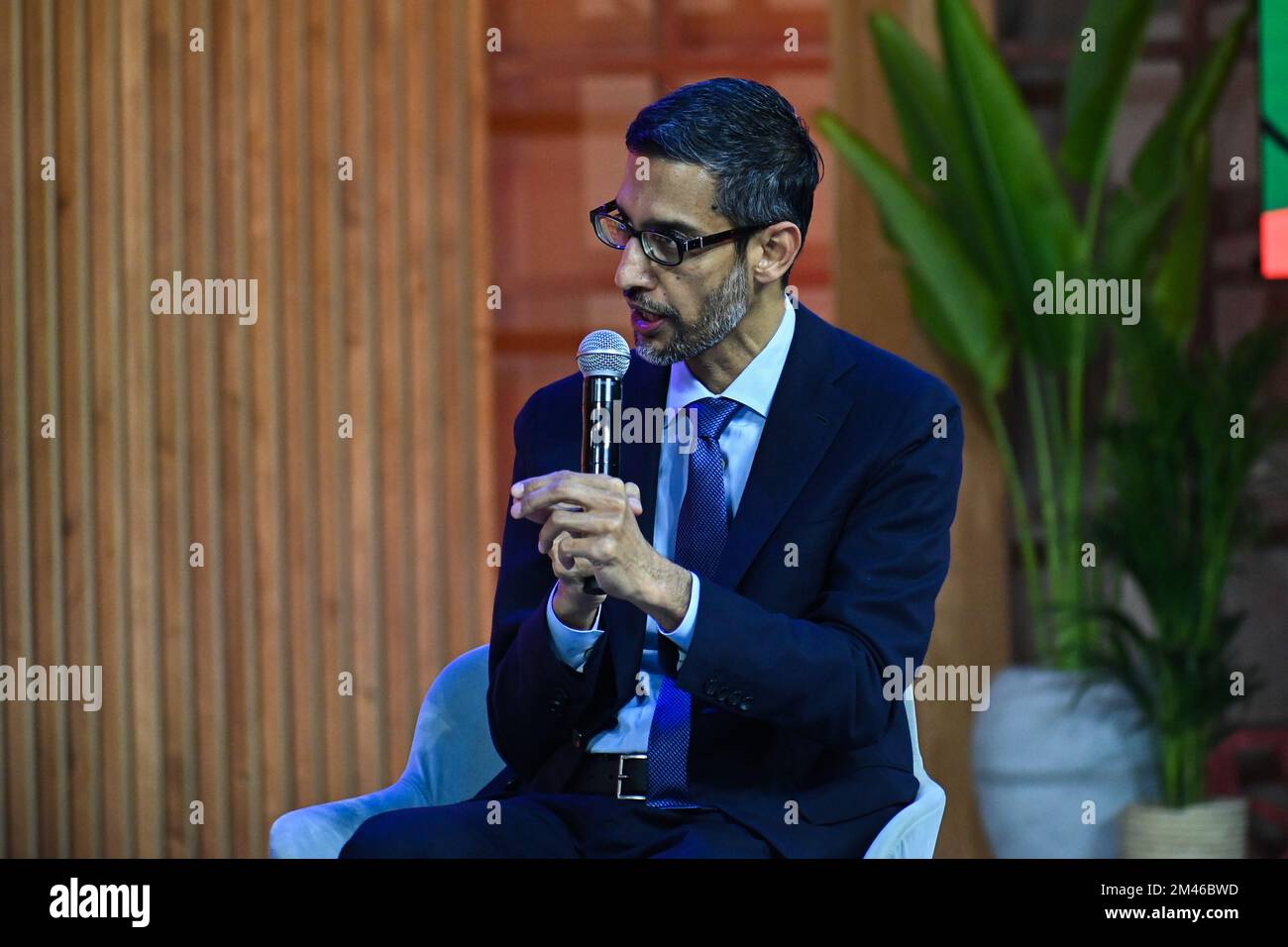 New Delhi, Delhi, India. 19th Dec, 2022. Sundar Pichai, Chief Executive Officer (CEO) of Google Inc. speaks at Google for India event in New Delhi (Credit Image: © Kabir Jhangiani/ZUMA Press Wire) Stock Photo