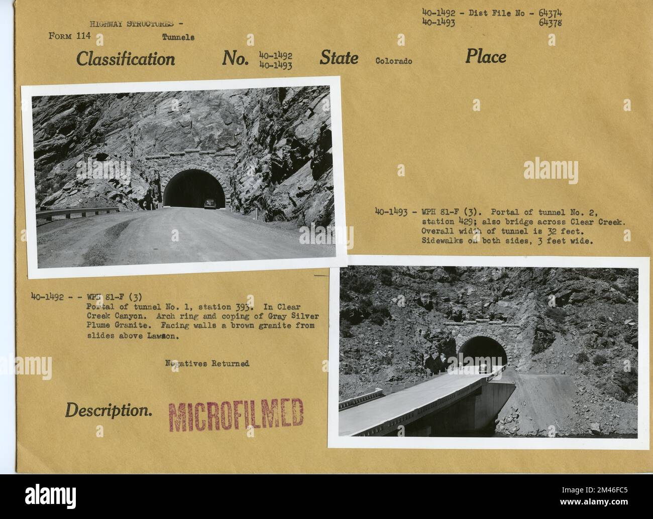 Tunnels 1 and 2 in Clear Creek Canyon. Original caption 401492 WPH
