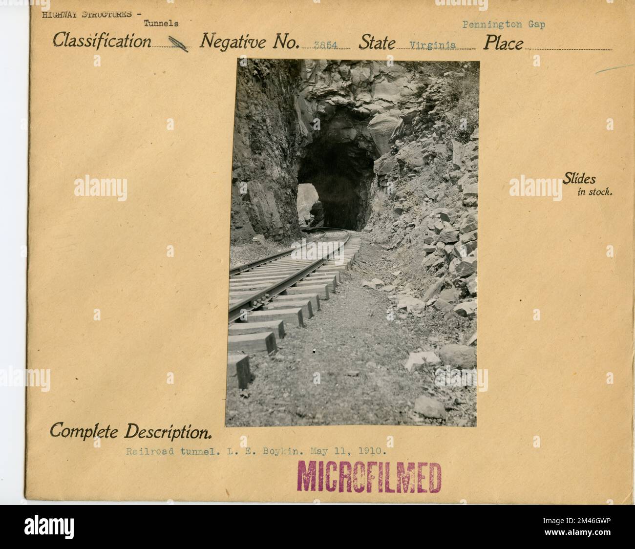 Railroad Tunnel. Original caption Railroad Tunnel. L.E. Boykin. May 11, 1910. State Virginia