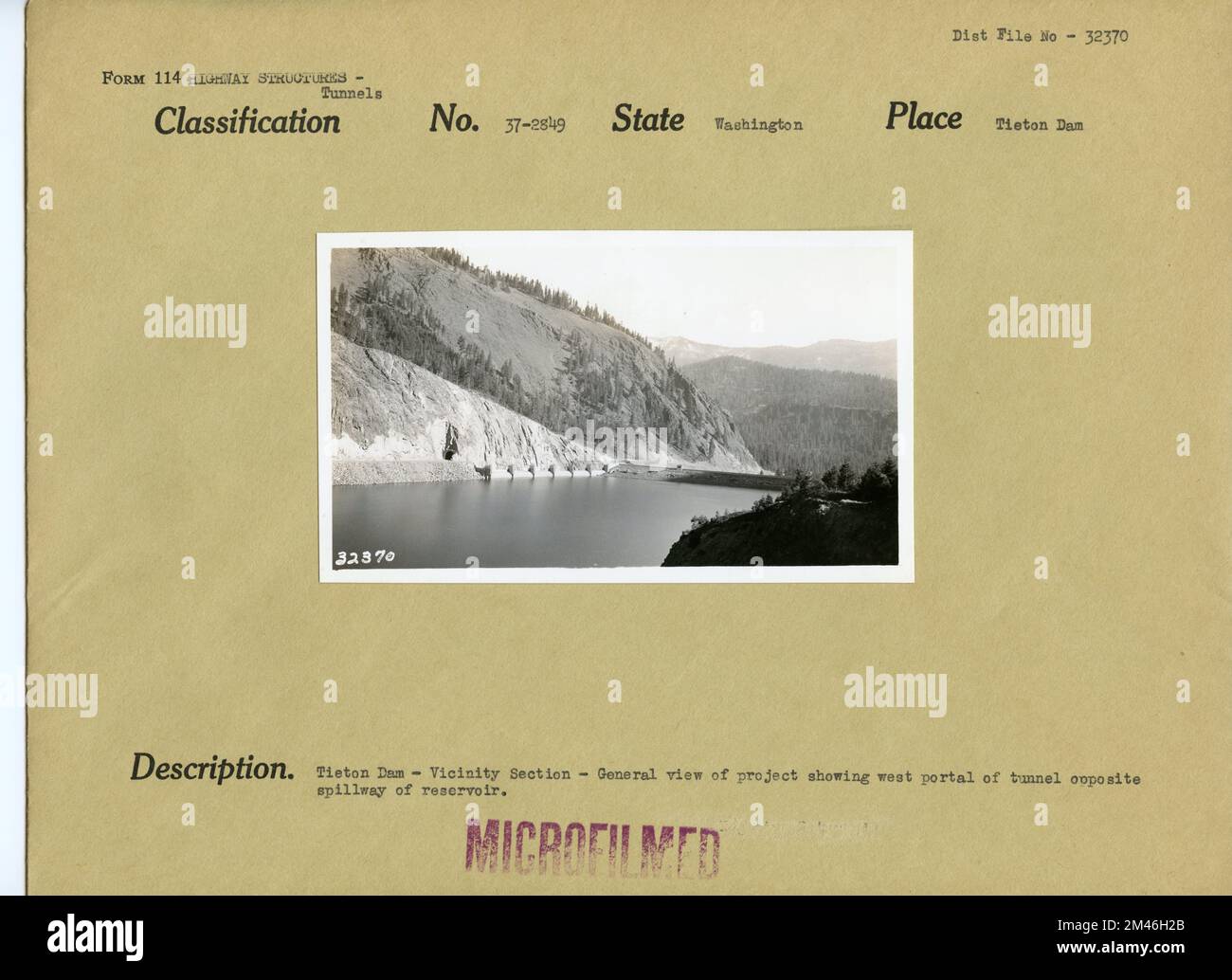 Tieton Dam. Original caption Tieton Dam Vicinity Section General