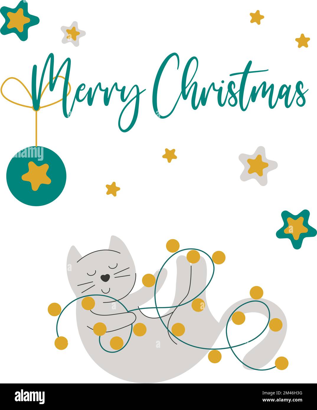 Merry Christmas Greeting Card Vector Illustration Stock Vector Image