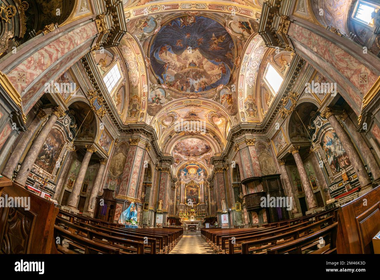 Carrù, Piedmont, Italy - May 17, 2022: Internal View Of The Parish 