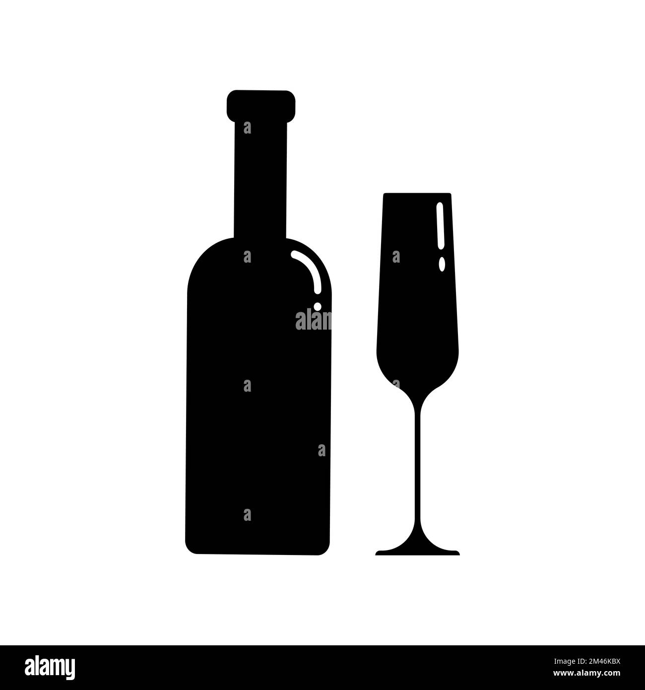 Simple drawing bottle glass wine Black and White Stock Photos & Images -  Alamy