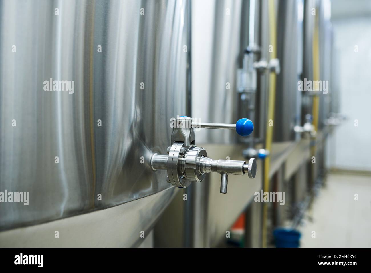 Steel beer brewing equipment, alcoholic drink production Stock Photo