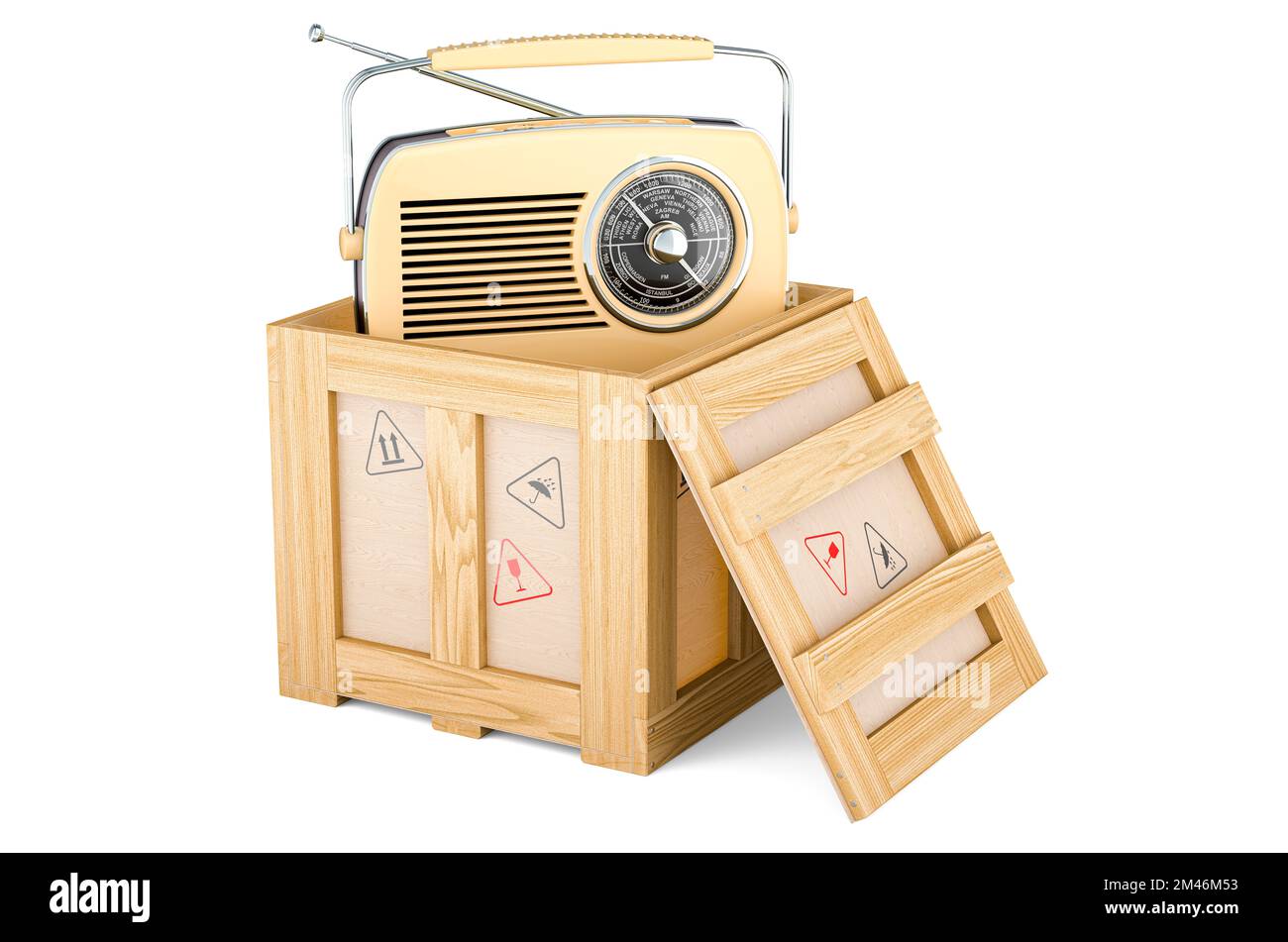 Receiver Box Design Modern digital receiver inside wooden box, delivery concept. 3D ...