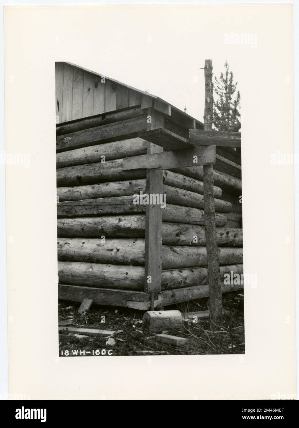 Constructing Log House Living Quarters in Whitehorse. Original caption