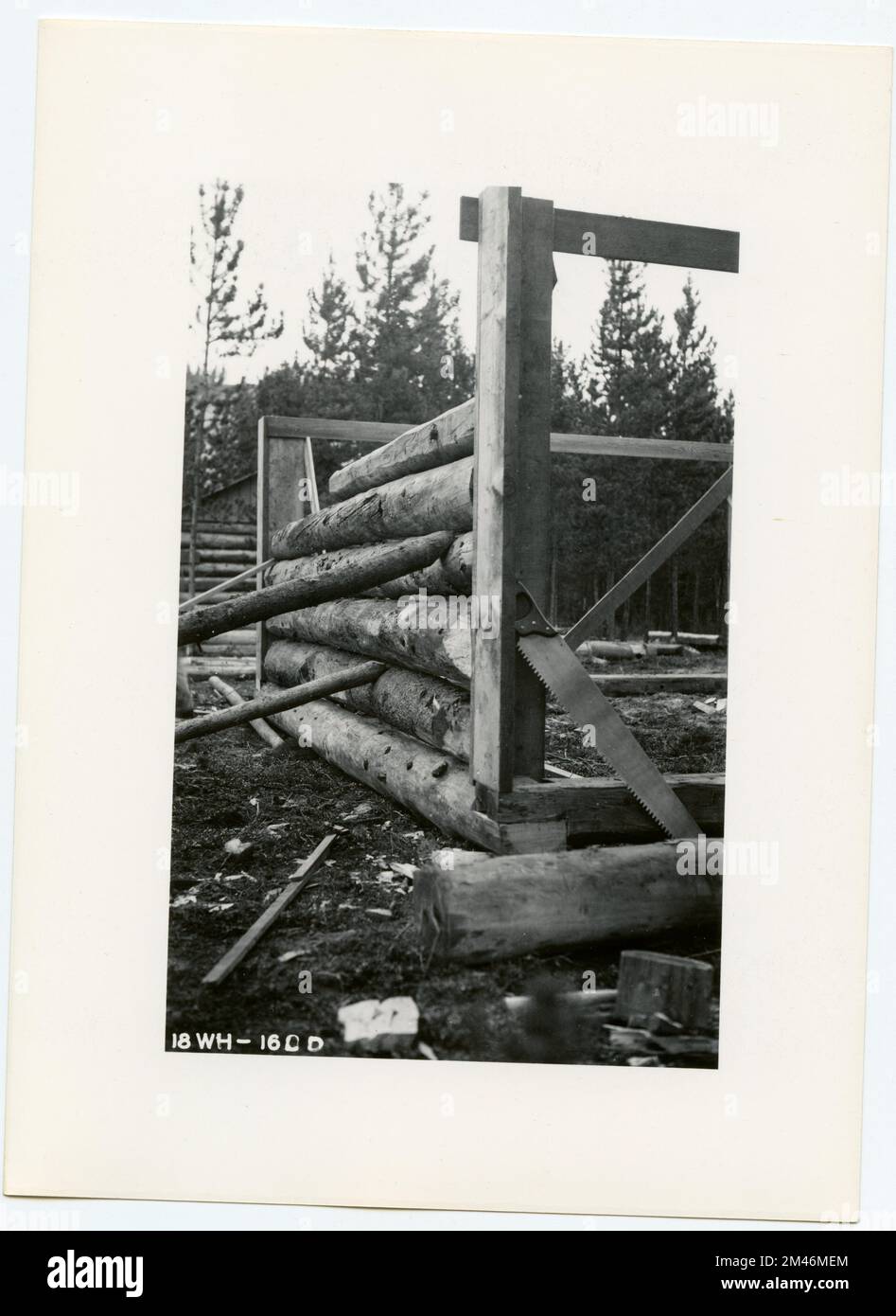 Constructing Log House Living Quarters in Whitehorse. Original caption