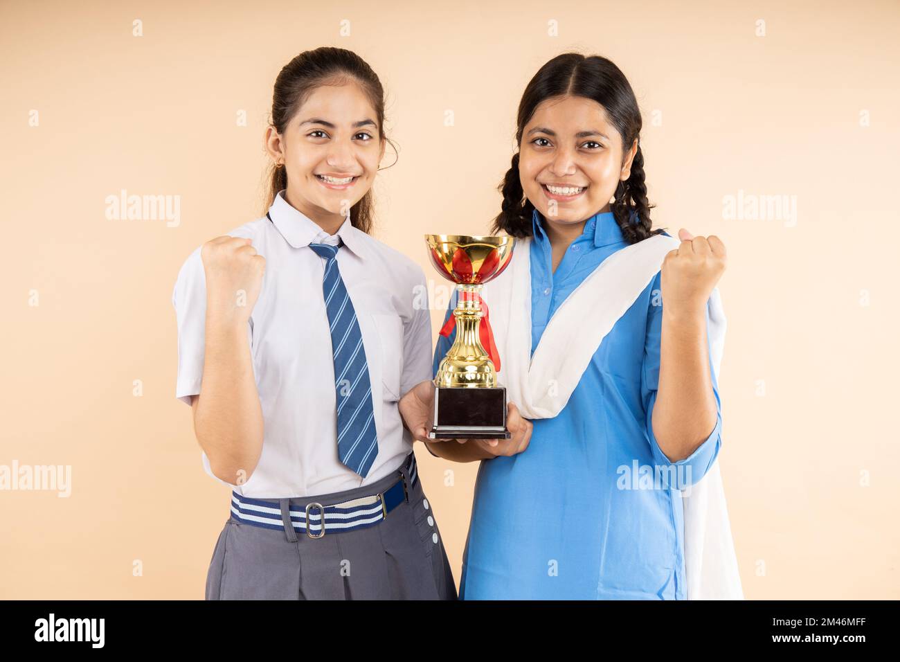 Happy Rural and Modern Indian student schoolgirls wearing school ...