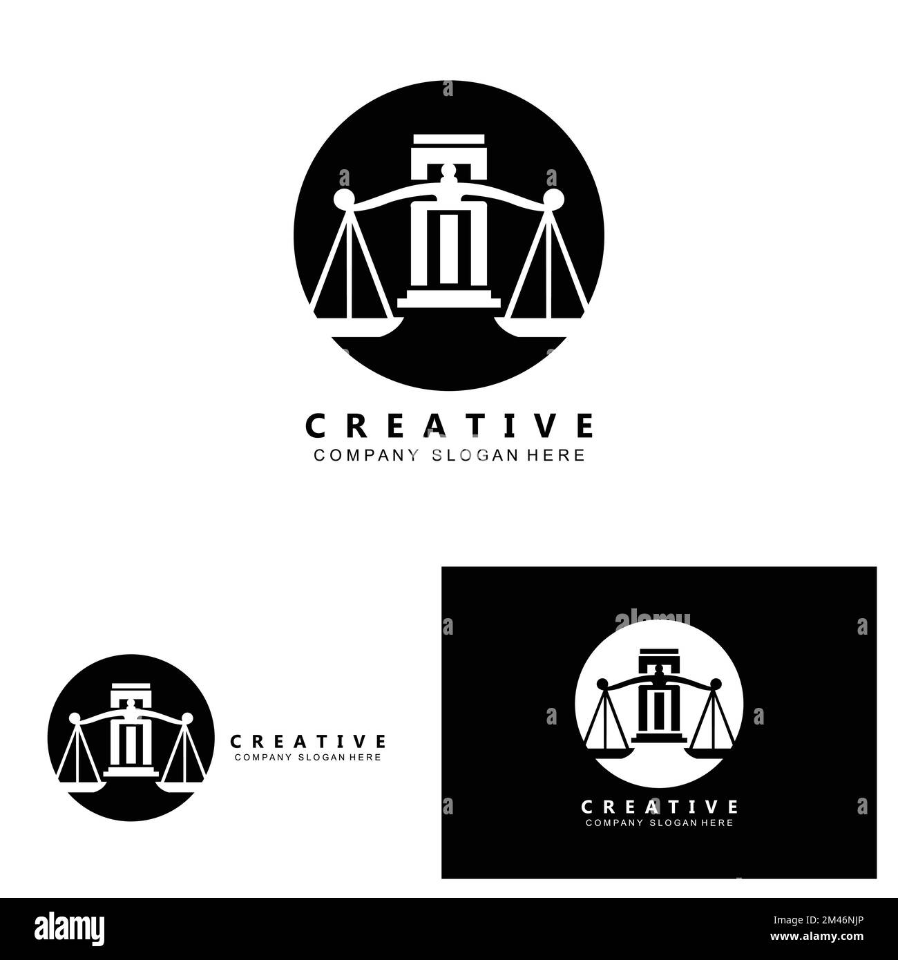 Law Logo, Scales Justice Vector, Design For Pawnshop Brands, Law, Attorney, Financial Institutions Stock Vector