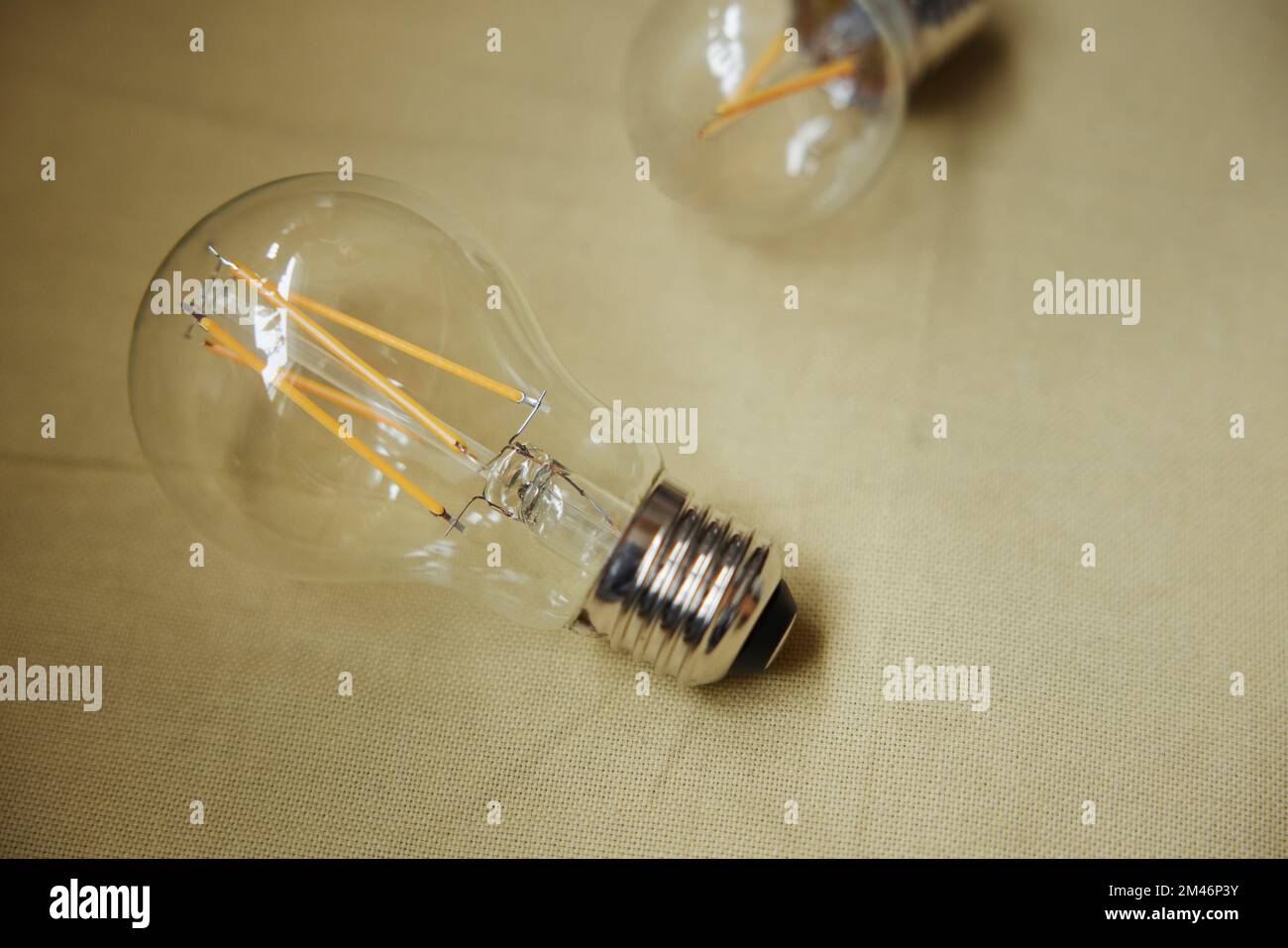 Light bulbs against gray background Stock Photo