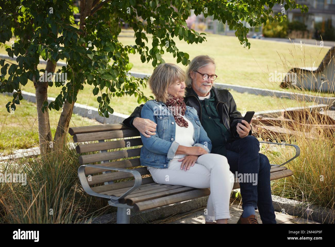 Mature couple taking selfie Stock Photo