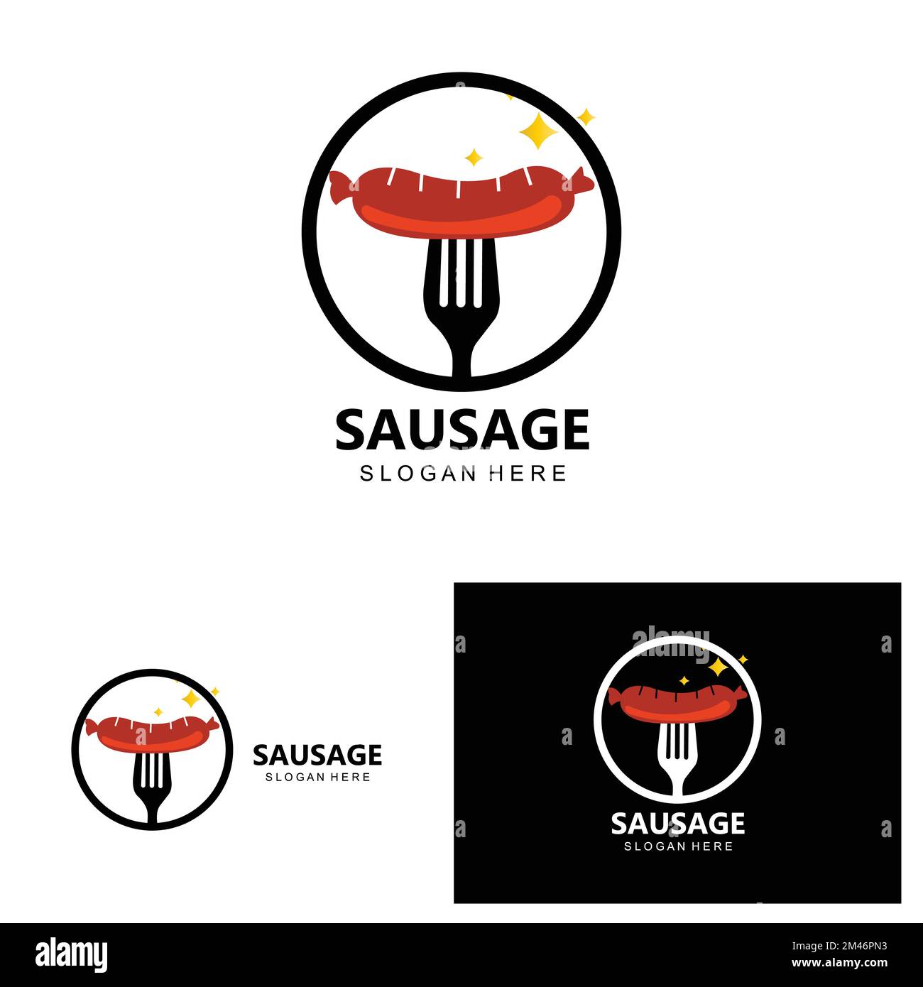 Sausage Logo, Modern Food Vector, Design For Grill Food Brands, BBQ