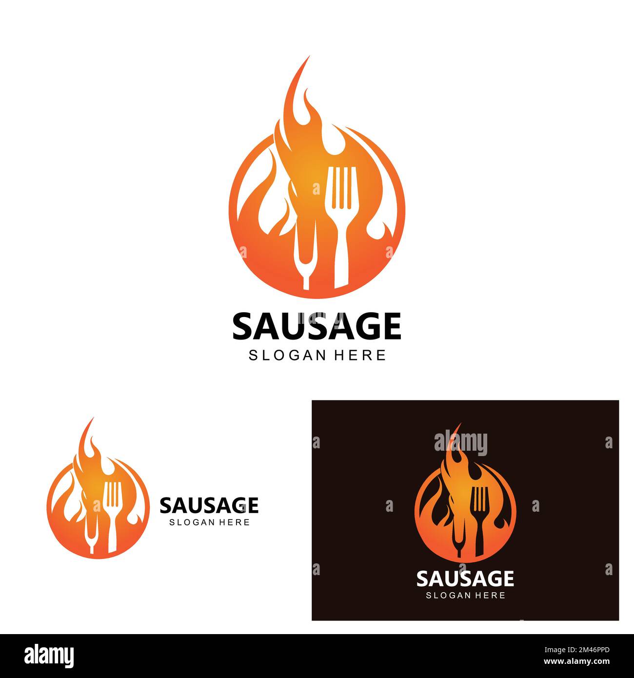 Sausage Logo, Modern Food Vector, Design For Grill Food Brands, BBQ