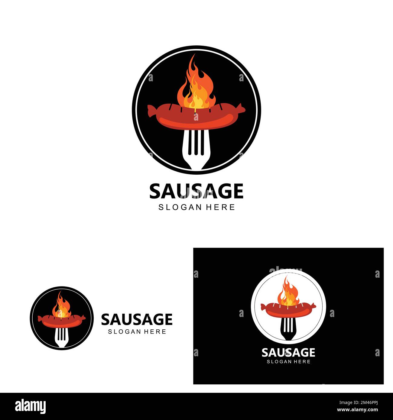 Sausage Logo, Modern Food Vector, Design For Grill Food Brands, BBQ