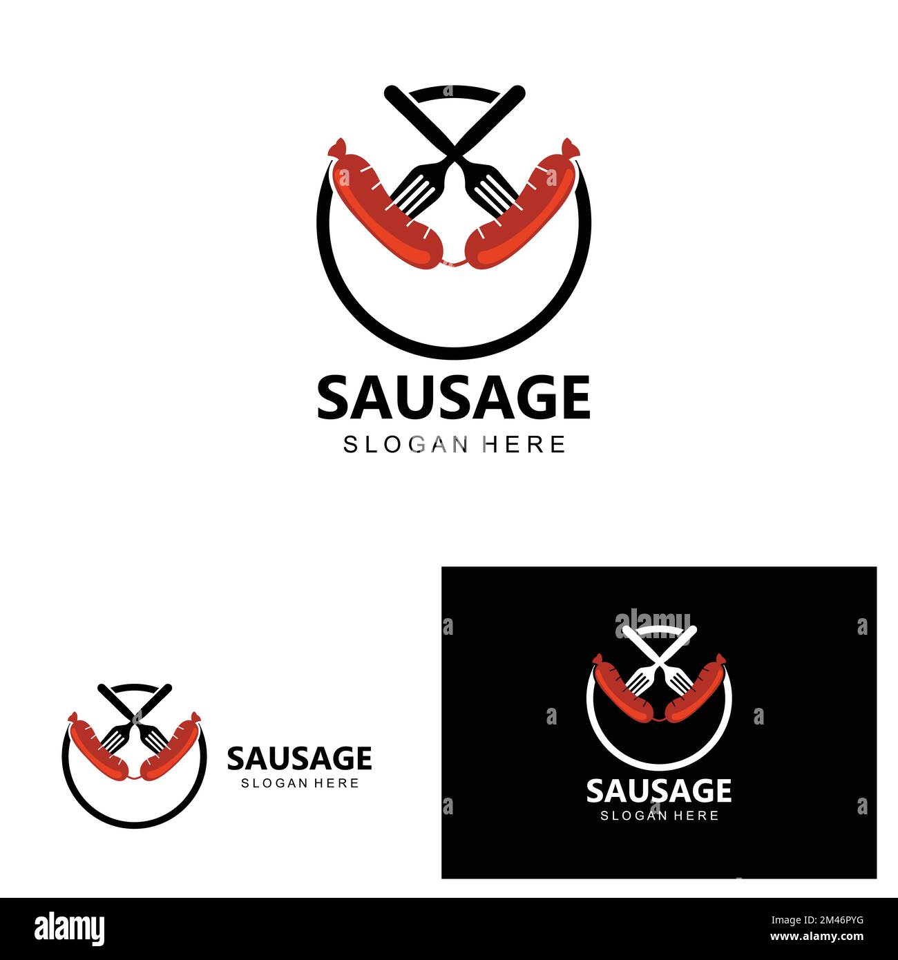 Sausage Logo, Modern Food Vector, Design For Grill Food Brands, BBQ