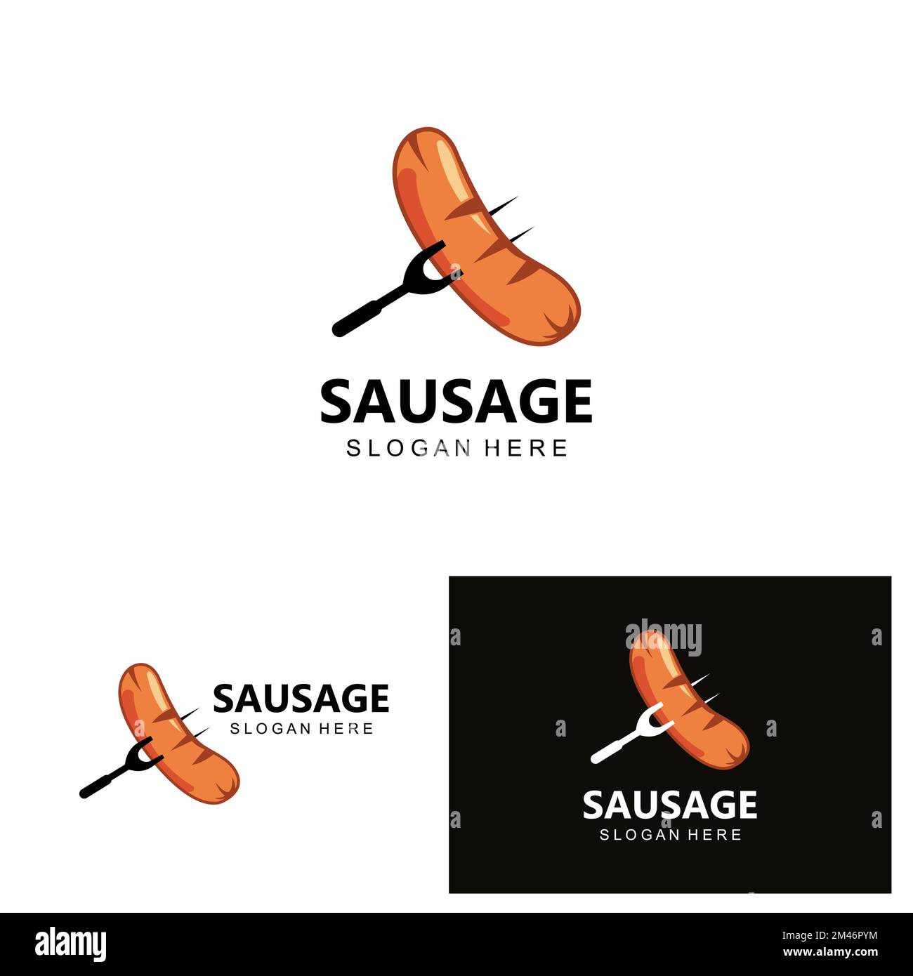 Sausage Logo, Modern Food Vector, Design For Grill Food Brands, BBQ