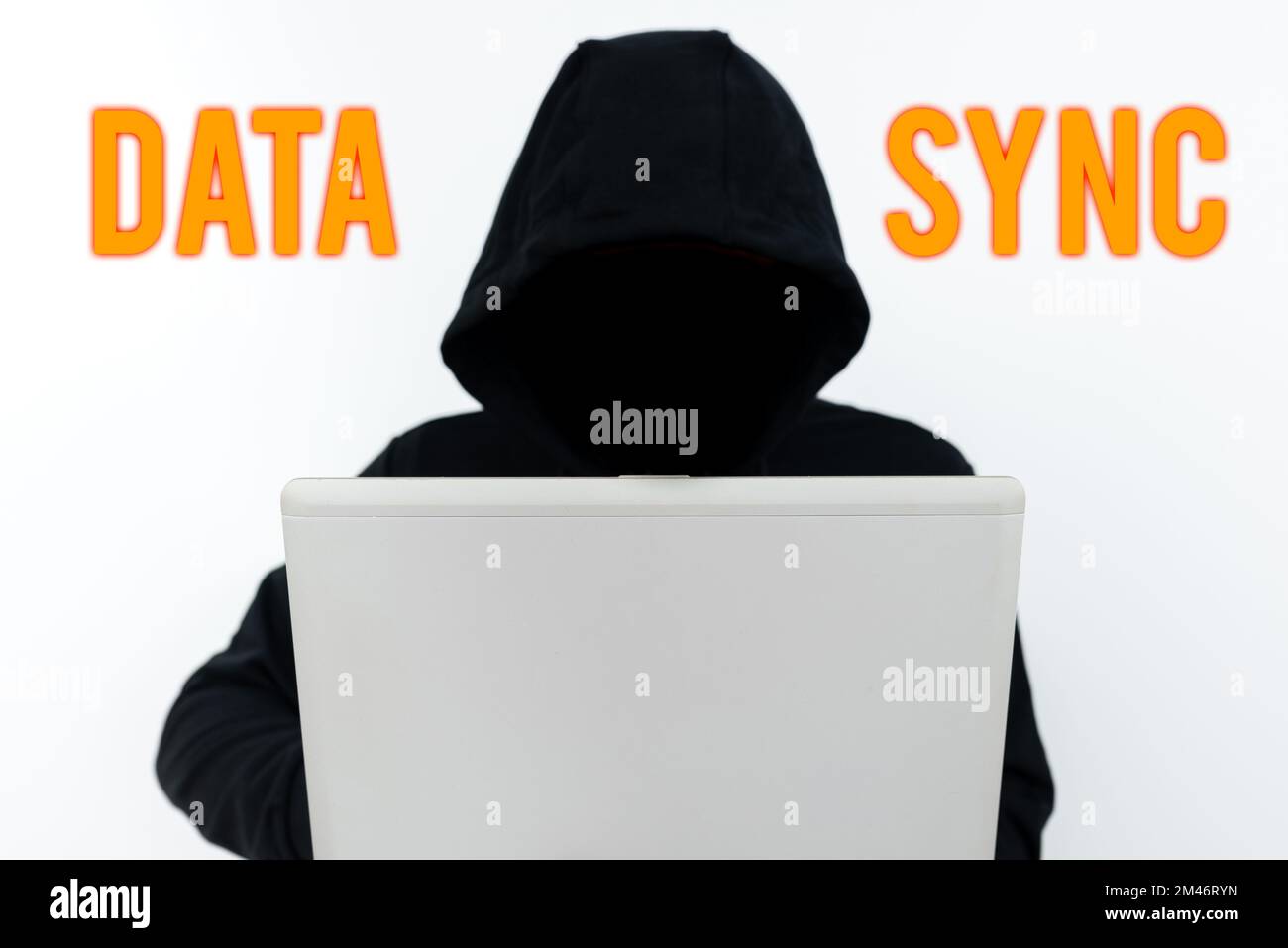 Hand writing sign Data Sync. Business approach data that is continuously generated by different sources Stock Photo