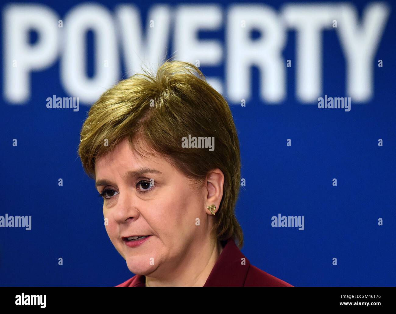 Scotland's First Minister Nicola Sturgeon during her visit to the Wise Group in Glasgow to hear how the Fuel Insecurity Fund (FIF) helps the most vulnerable heat their homes. Picture date: Monday December 19, 2022. Stock Photo