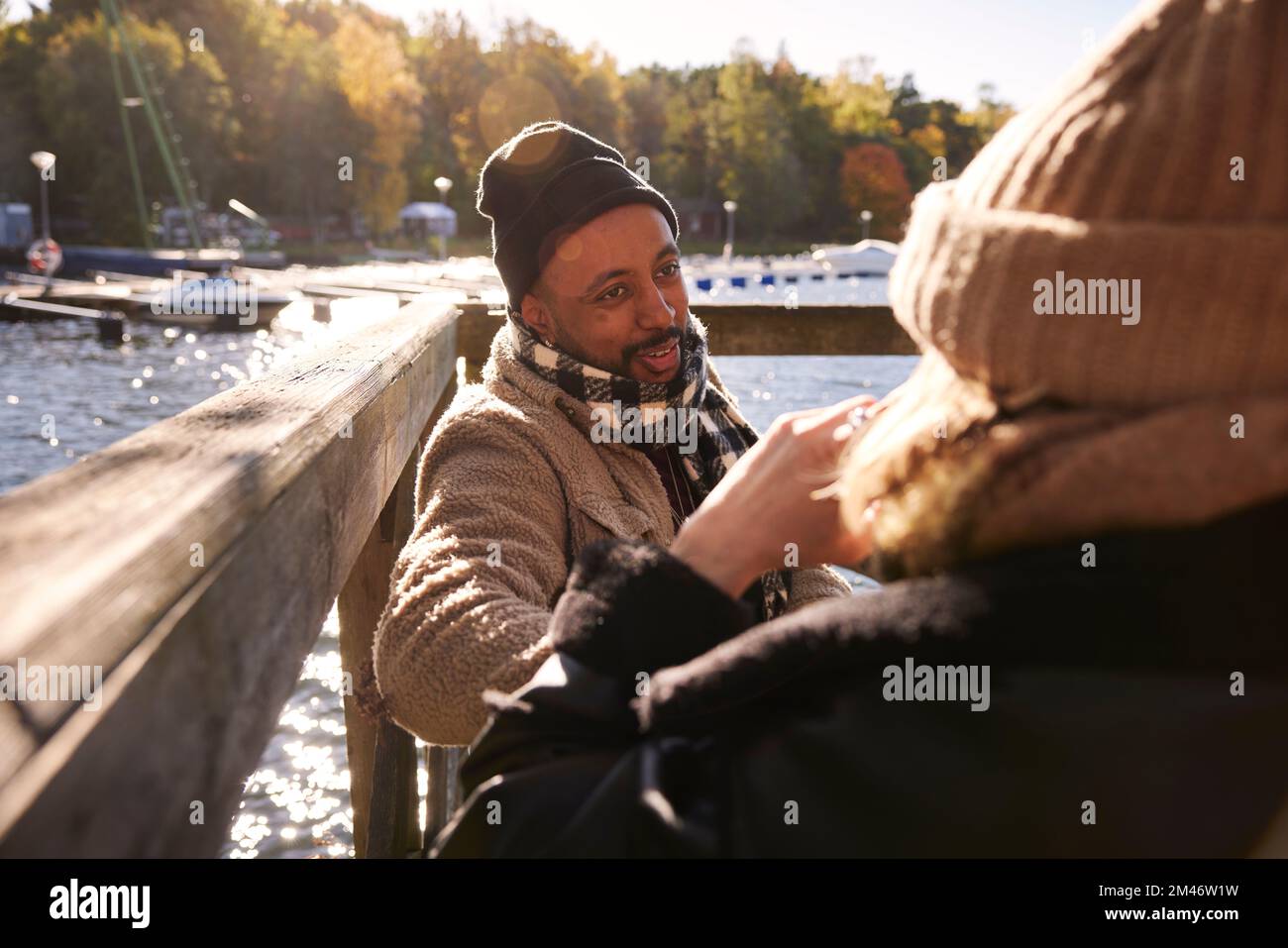 Friends talking together Stock Photo