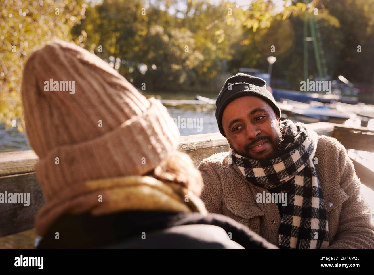 Friends talking together Stock Photo