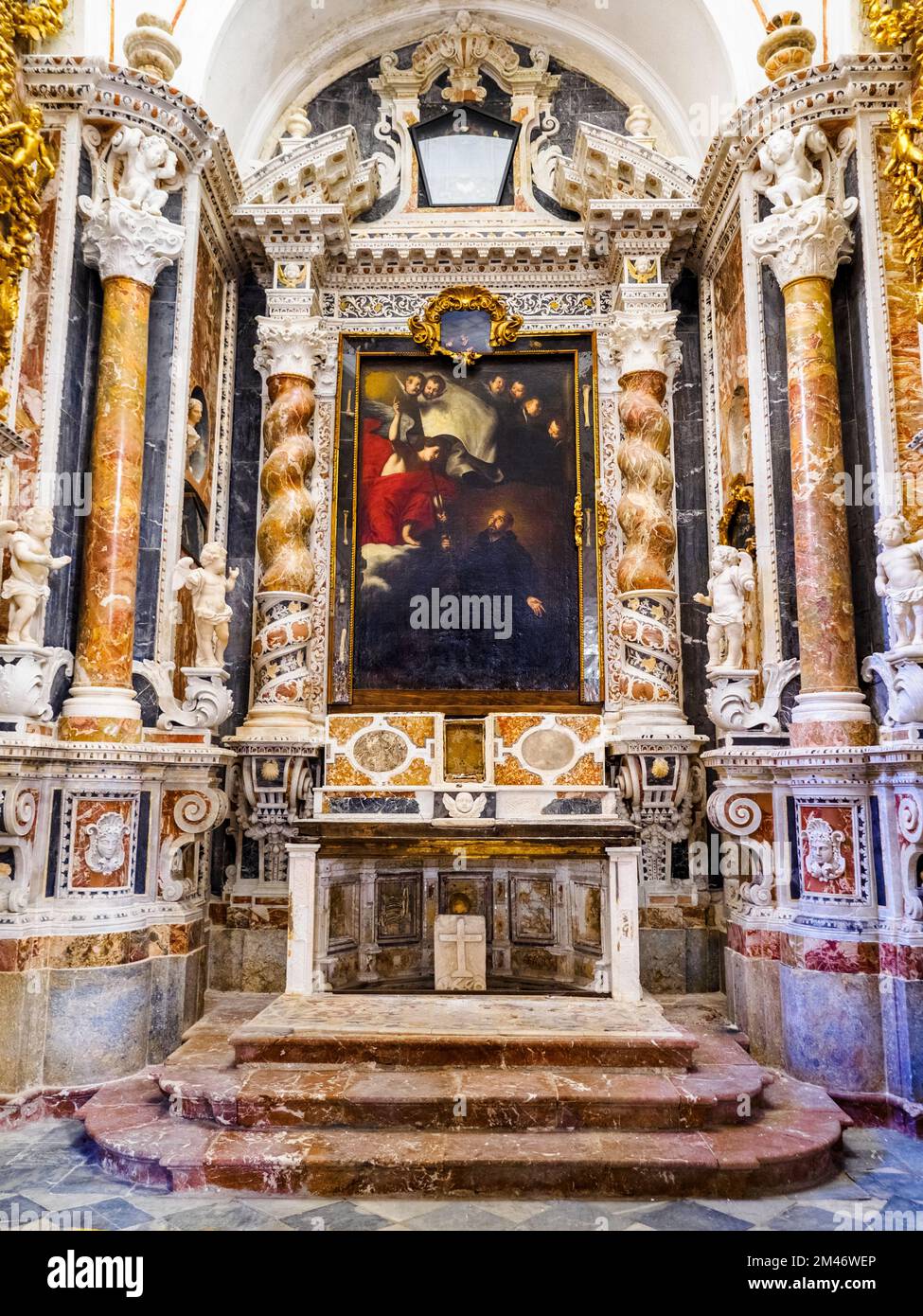Chapel of St. Francis Xavier - Church of the Jesuit college (Chiesa del collegio dei Gesuiti) - Trapani, Sicily, italy Stock Photo