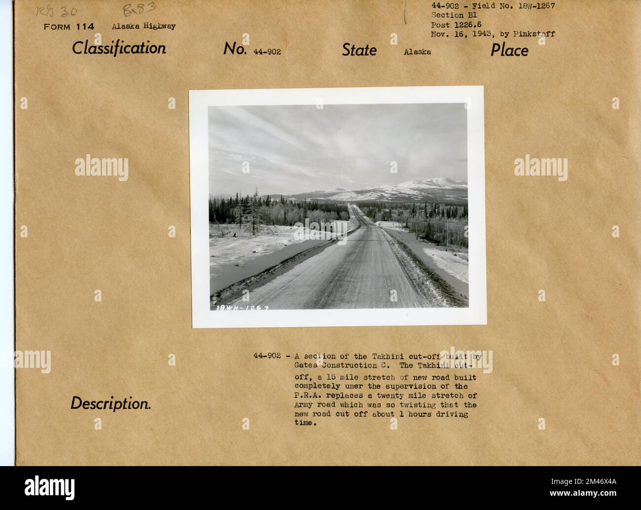 Section of the Takhini cutoff Road. Original caption A section of the