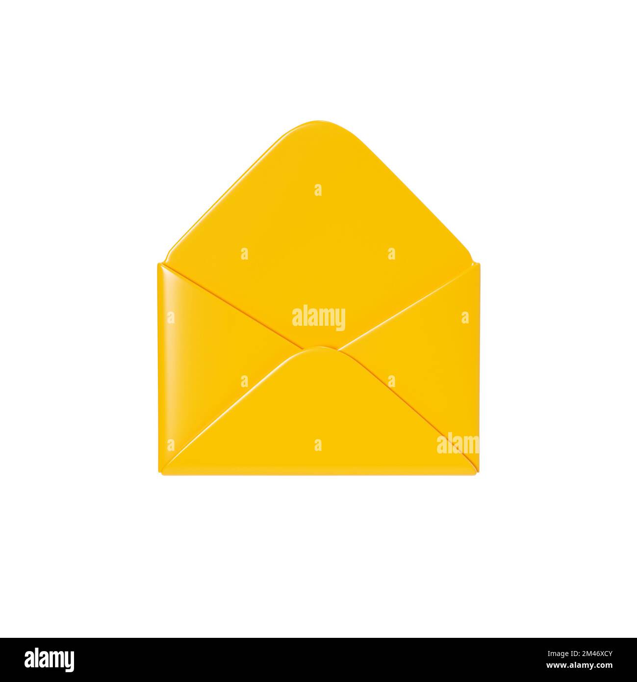 Letter 3d render - open yellow envelope isolated on white background ...