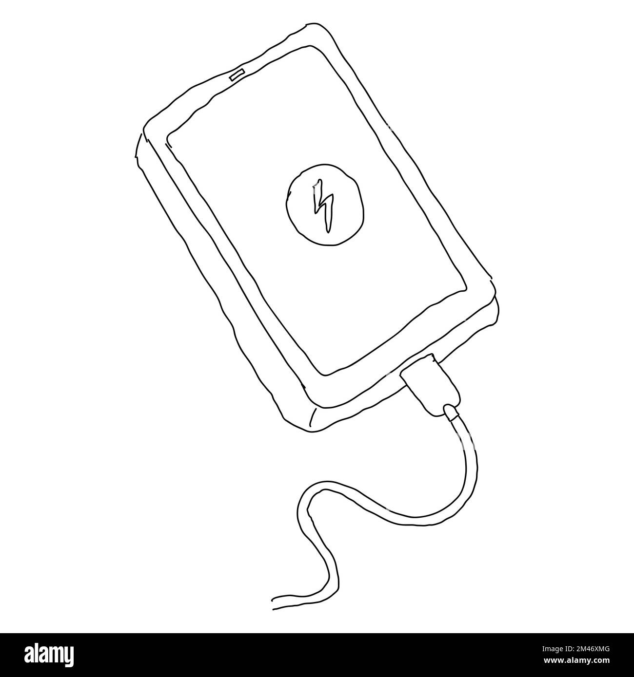 Hand drawn sketch of mobile phone. with charger Stock Vector Image