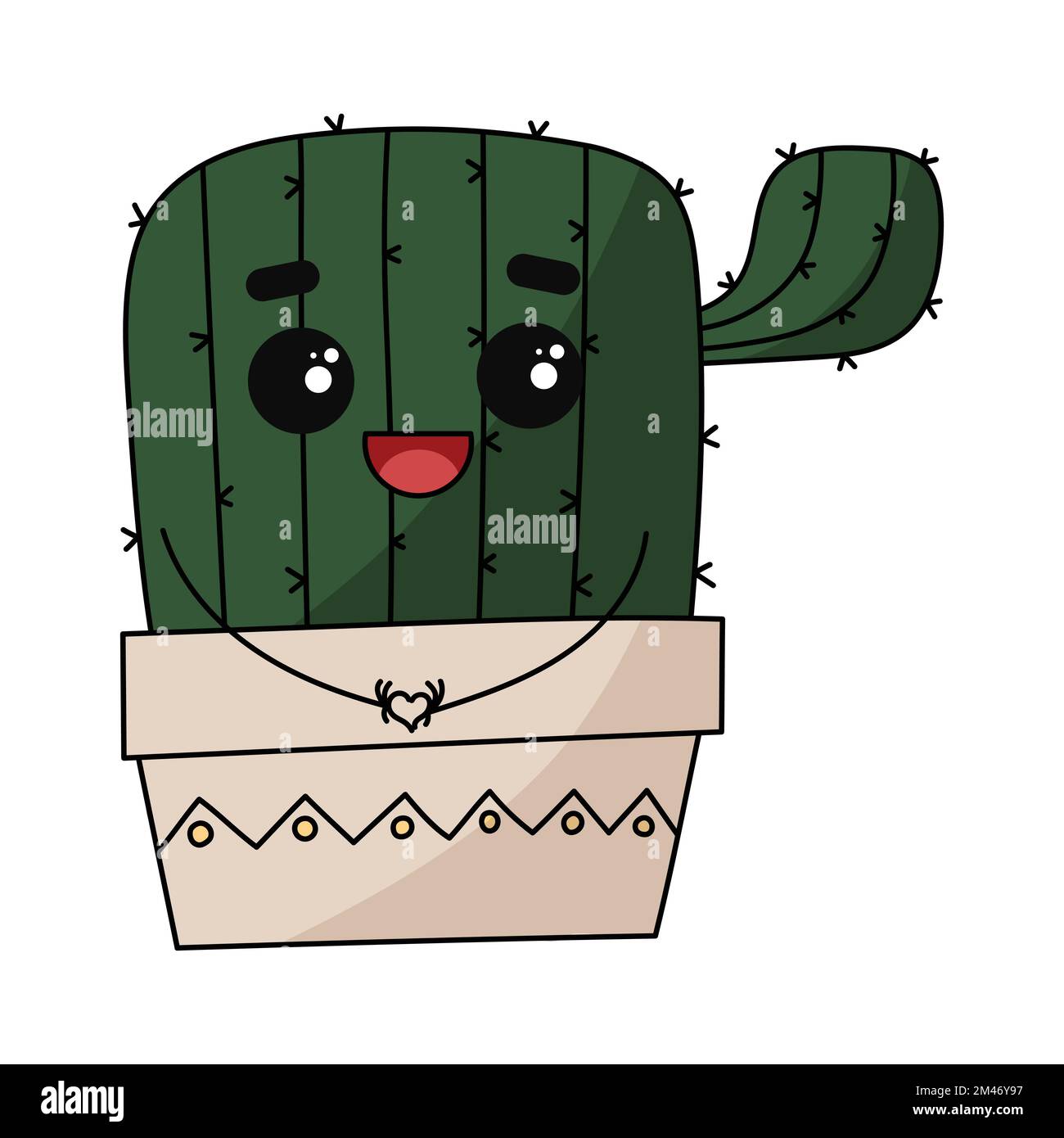 Cute Happy Smiling Cactus. Vector Flat Cartoon Stock Vector Image & Art 