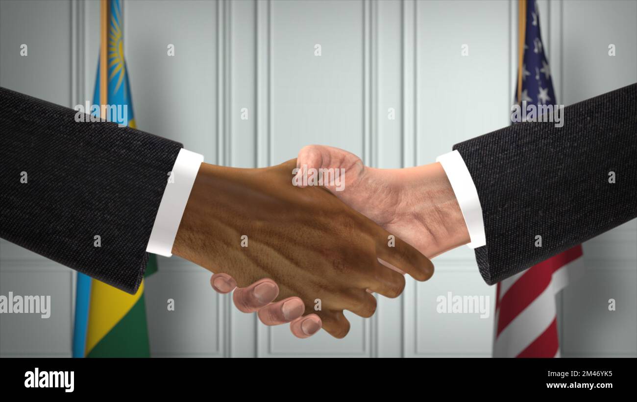 Rwanda and USA Partnership Business Deal. National Government Flags ...
