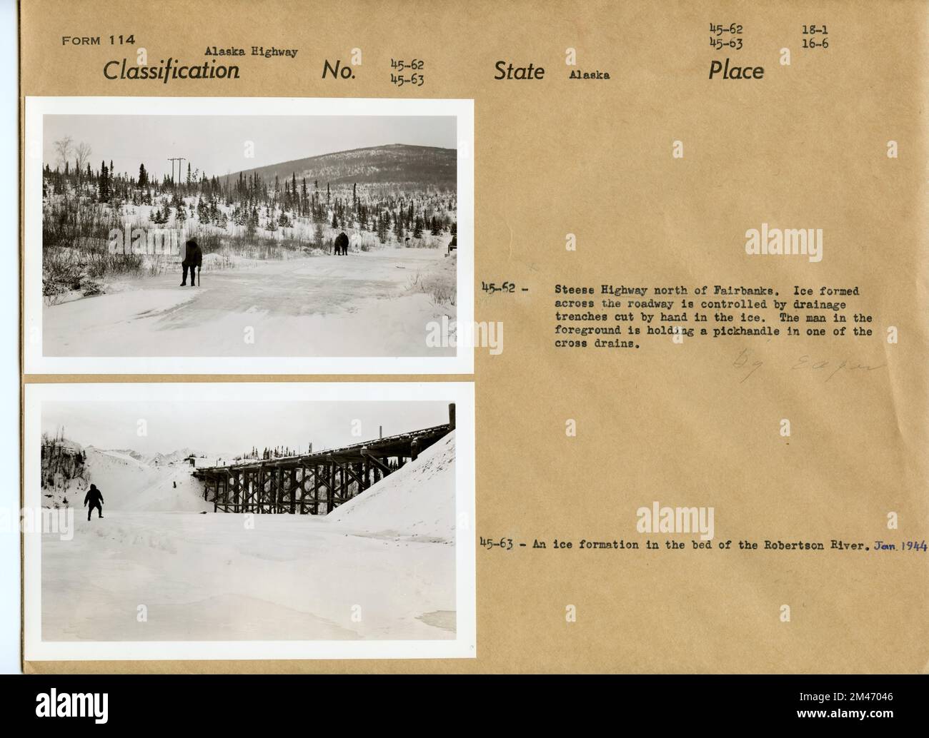 Working with Ice on Roadways. Original caption 4562 Steese Highway