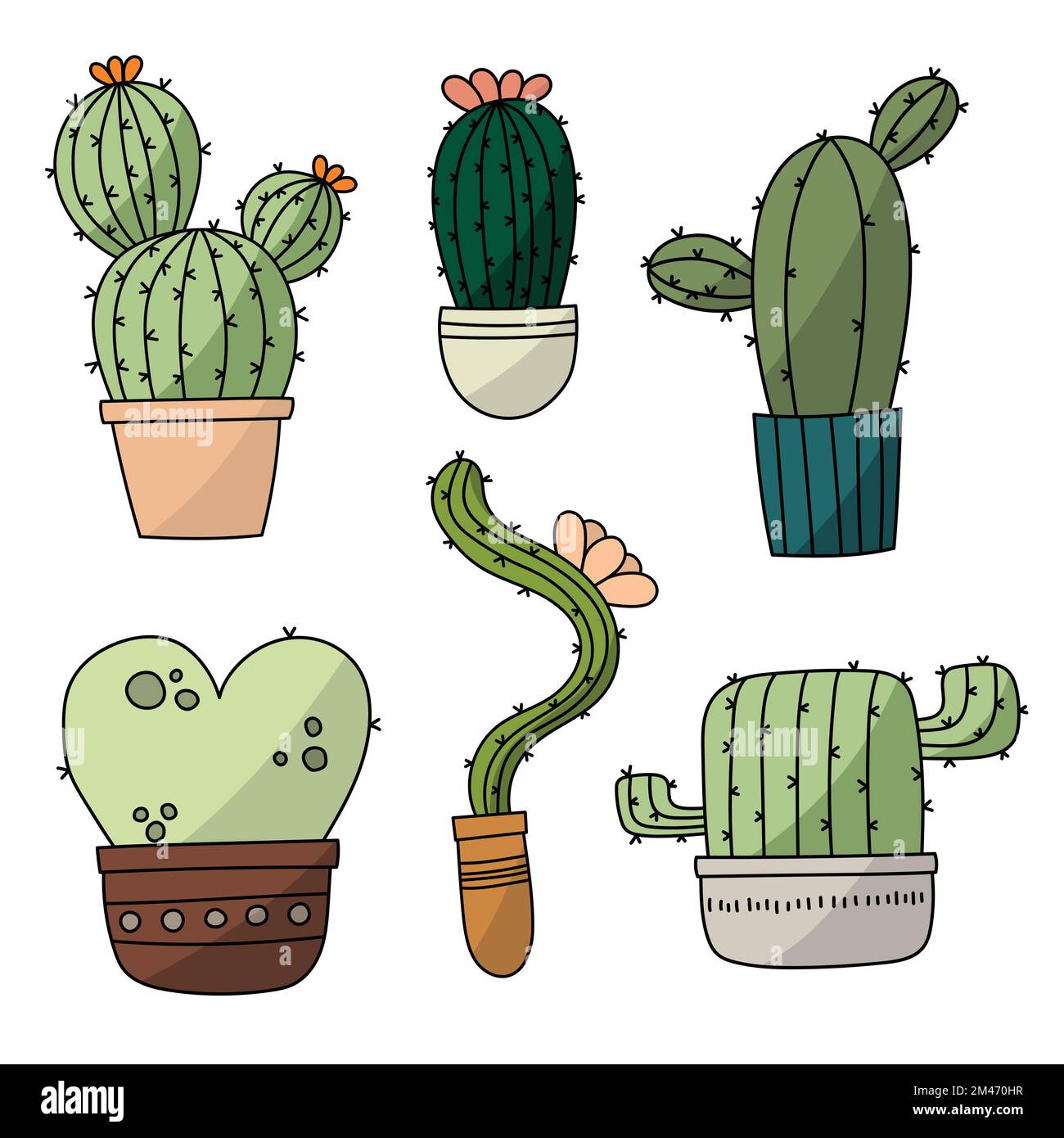Vector set of bright cactus. Cactus with flowers Stock Vector Image
