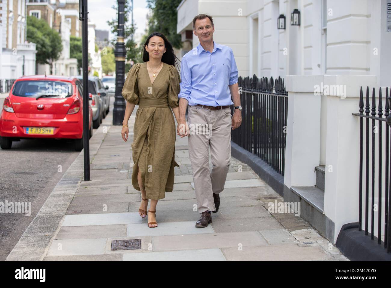 Jeremy Hunt, Conservative MP and Chancellor of the Exchequer, with his Chinese-born wife, Lucia Guo, London, England, UK Stock Photo